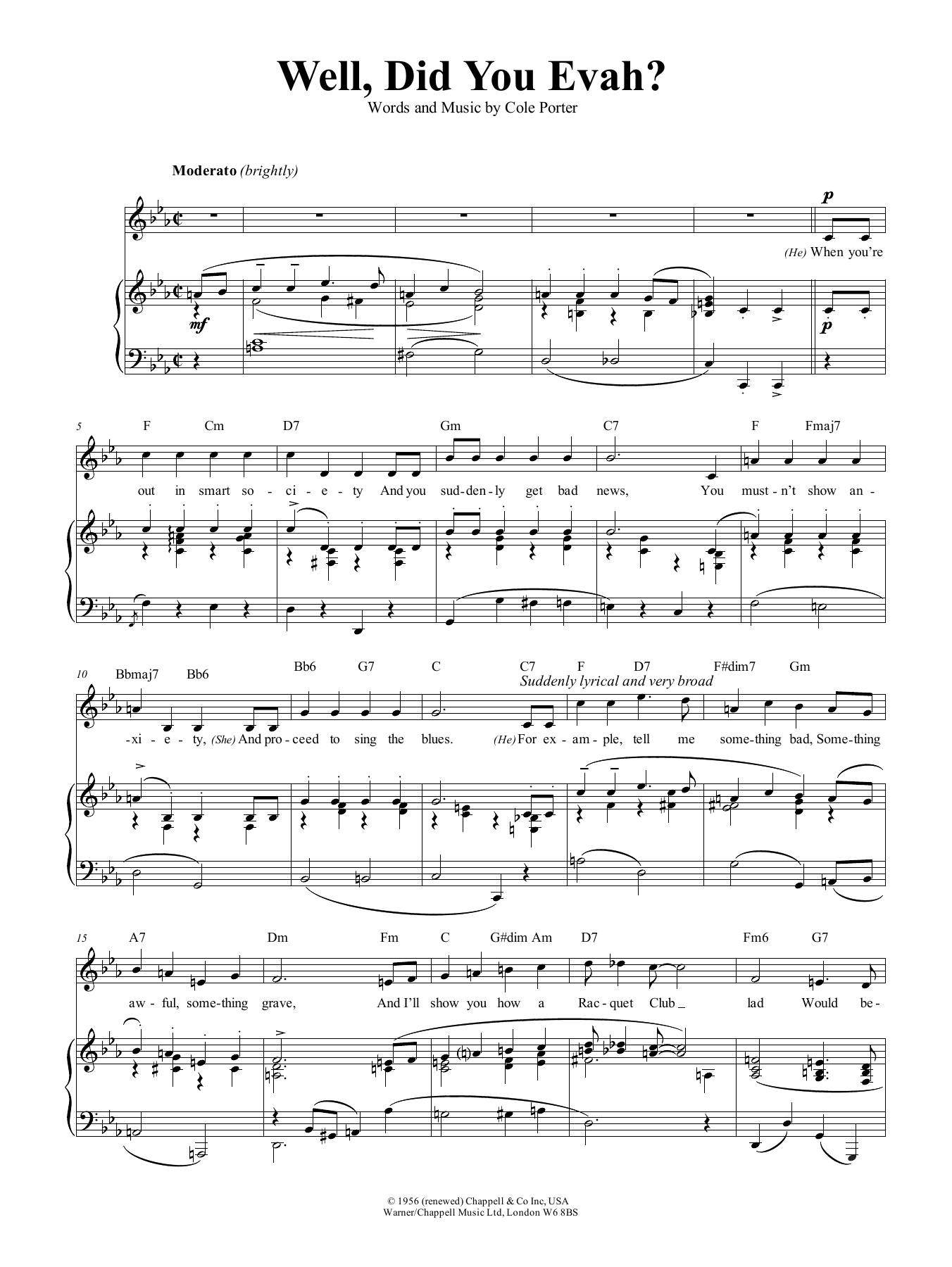 Download Cole Porter Well, Did You Evah Sheet Music and learn how to play Piano, Vocal & Guitar (Right-Hand Melody) PDF digital score in minutes