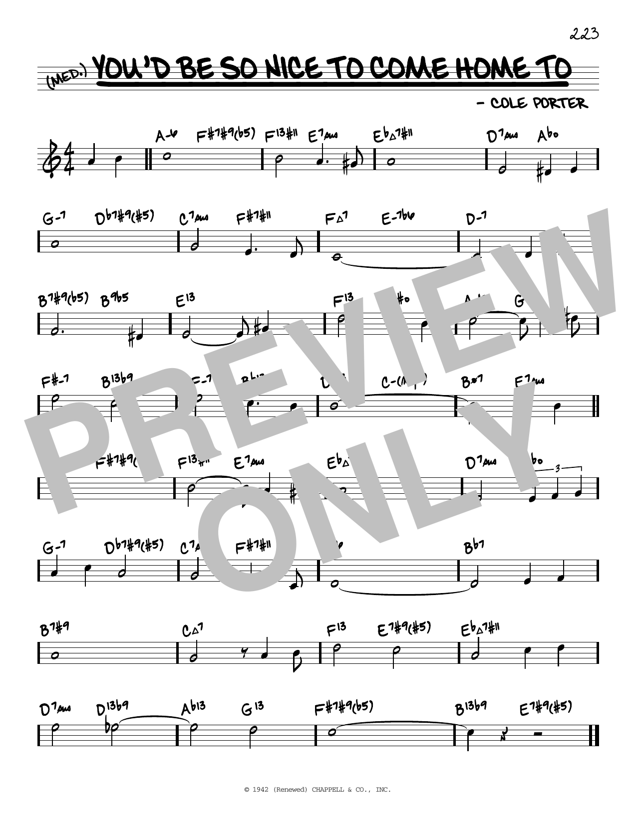 Download Cole Porter You'd Be So Nice To Come Home To (arr. David Hazeltine) Sheet Music and learn how to play Real Book – Enhanced Chords PDF digital score in minutes