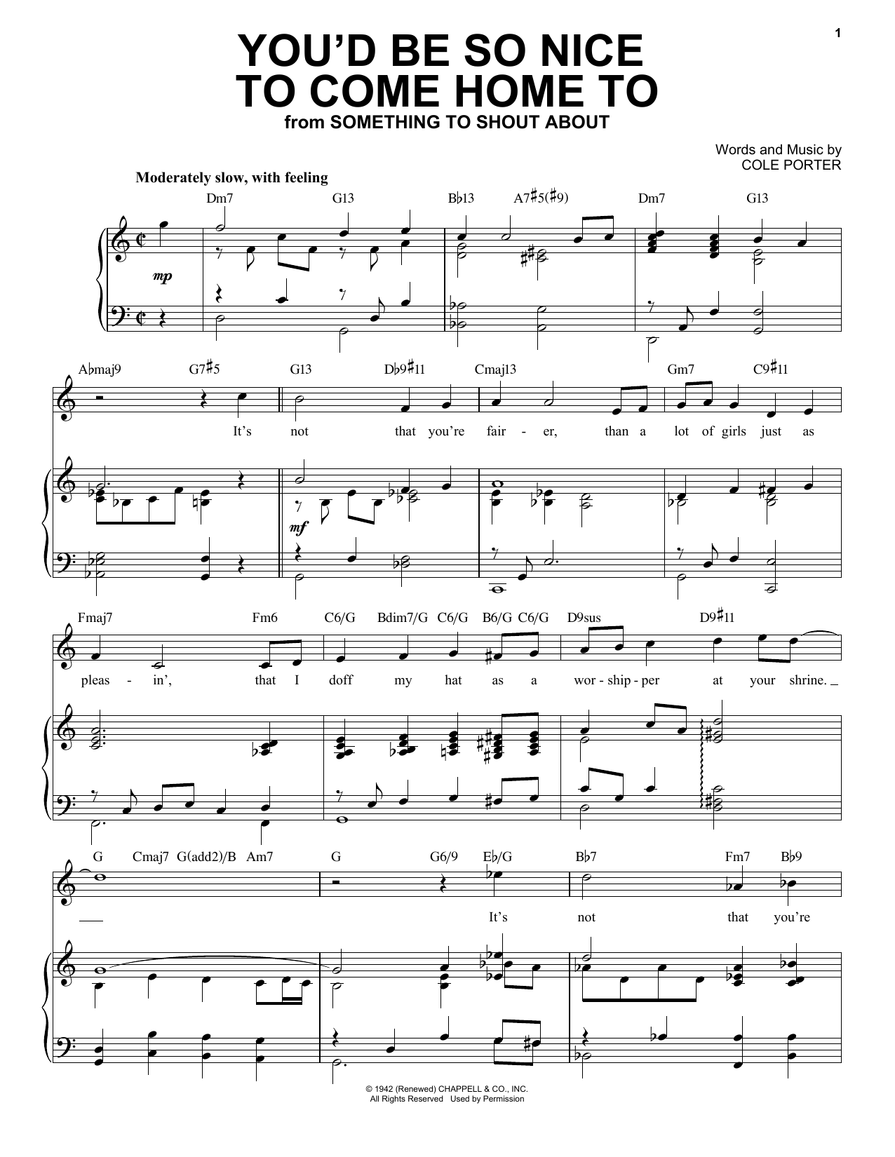 Download Cole Porter You'd Be So Nice To Come Home To [Jazz version] (from Something To Shout About) Sheet Music and learn how to play Piano & Vocal PDF digital score in minutes