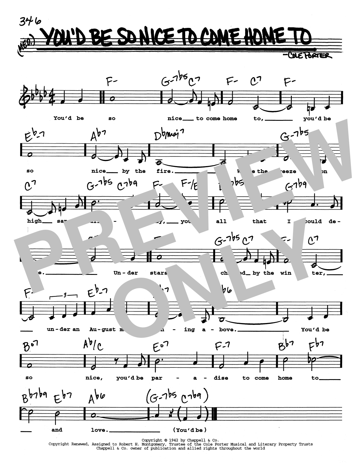 Download Cole Porter You'd Be So Nice To Come Home To (Low Voice) Sheet Music and learn how to play Real Book – Melody, Lyrics & Chords PDF digital score in minutes