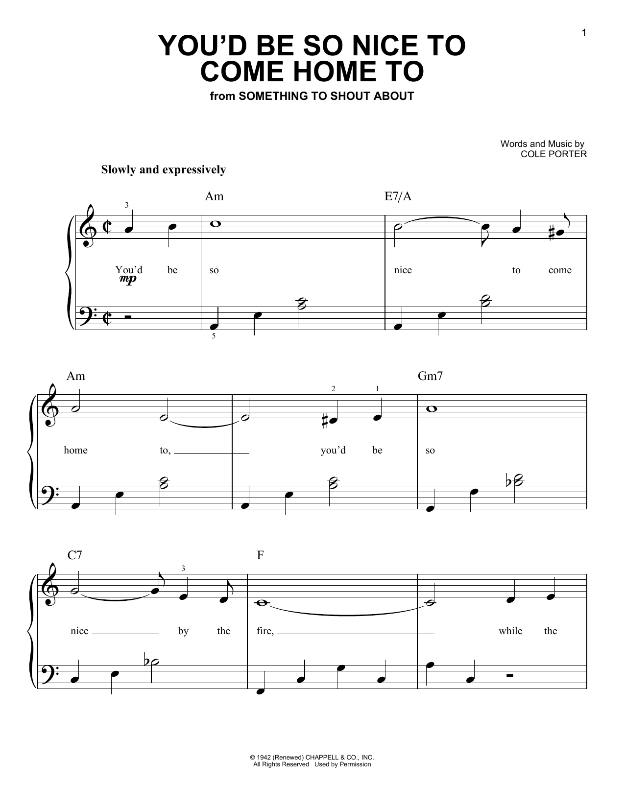 Download Cole Porter You'd Be So Nice To Come Home To Sheet Music and learn how to play Pro Vocal PDF digital score in minutes