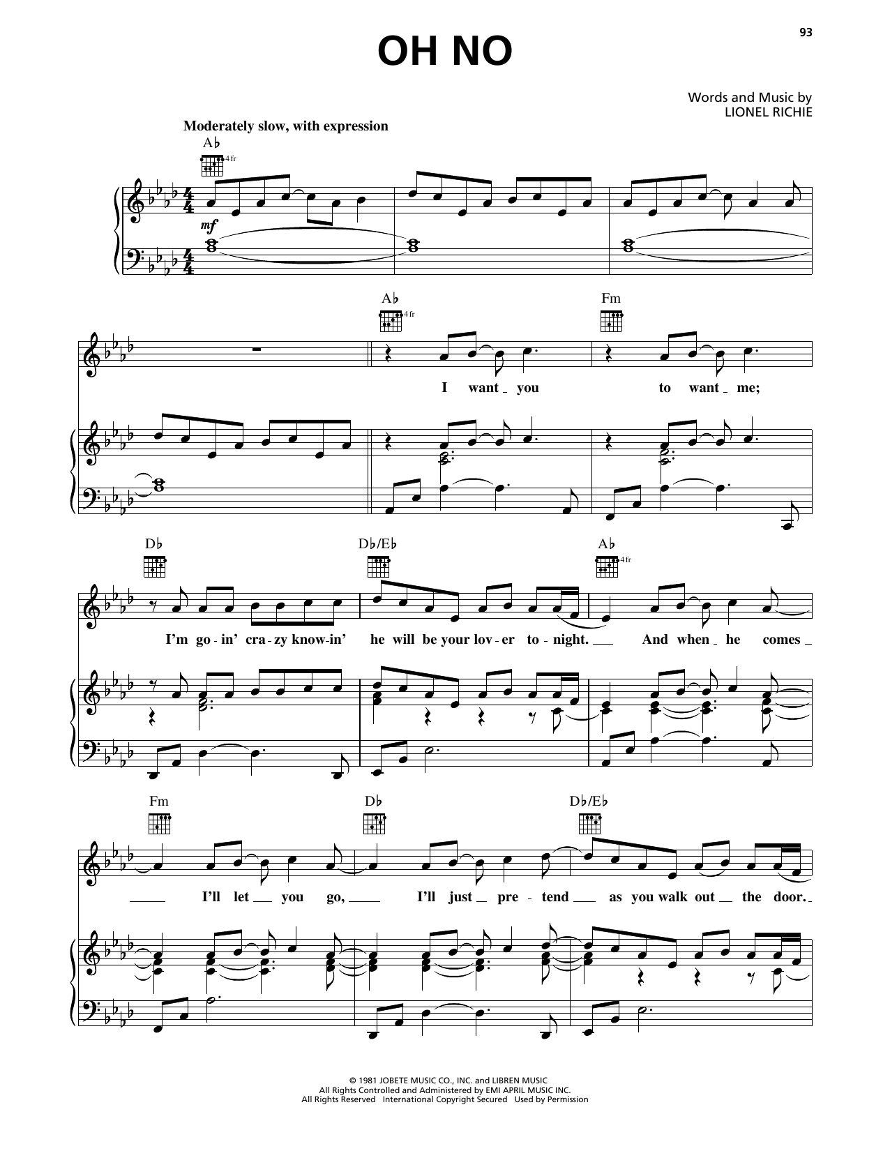 Download Commodores Oh No Sheet Music and learn how to play Piano, Vocal & Guitar Chords (Right-Hand Melody) PDF digital score in minutes