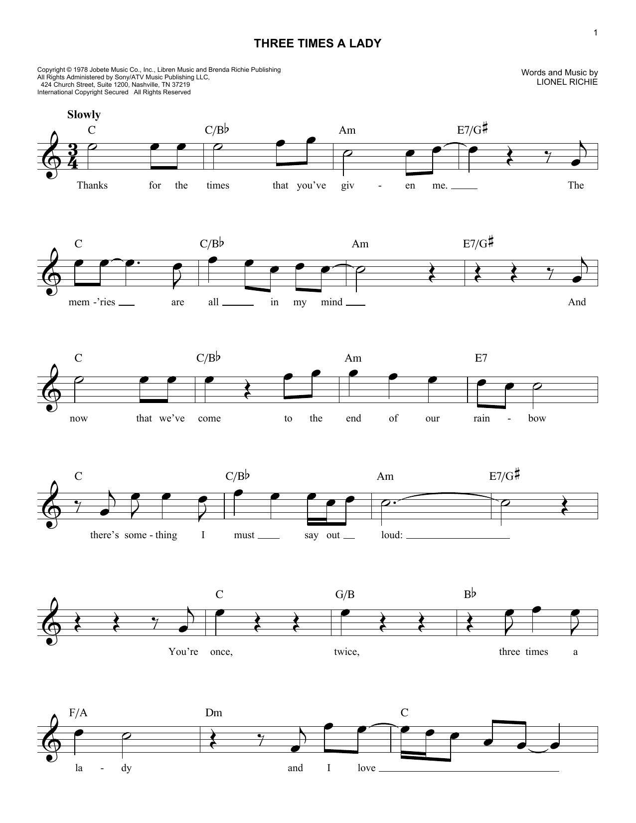 Download Commodores Three Times A Lady Sheet Music and learn how to play Flute Solo PDF digital score in minutes
