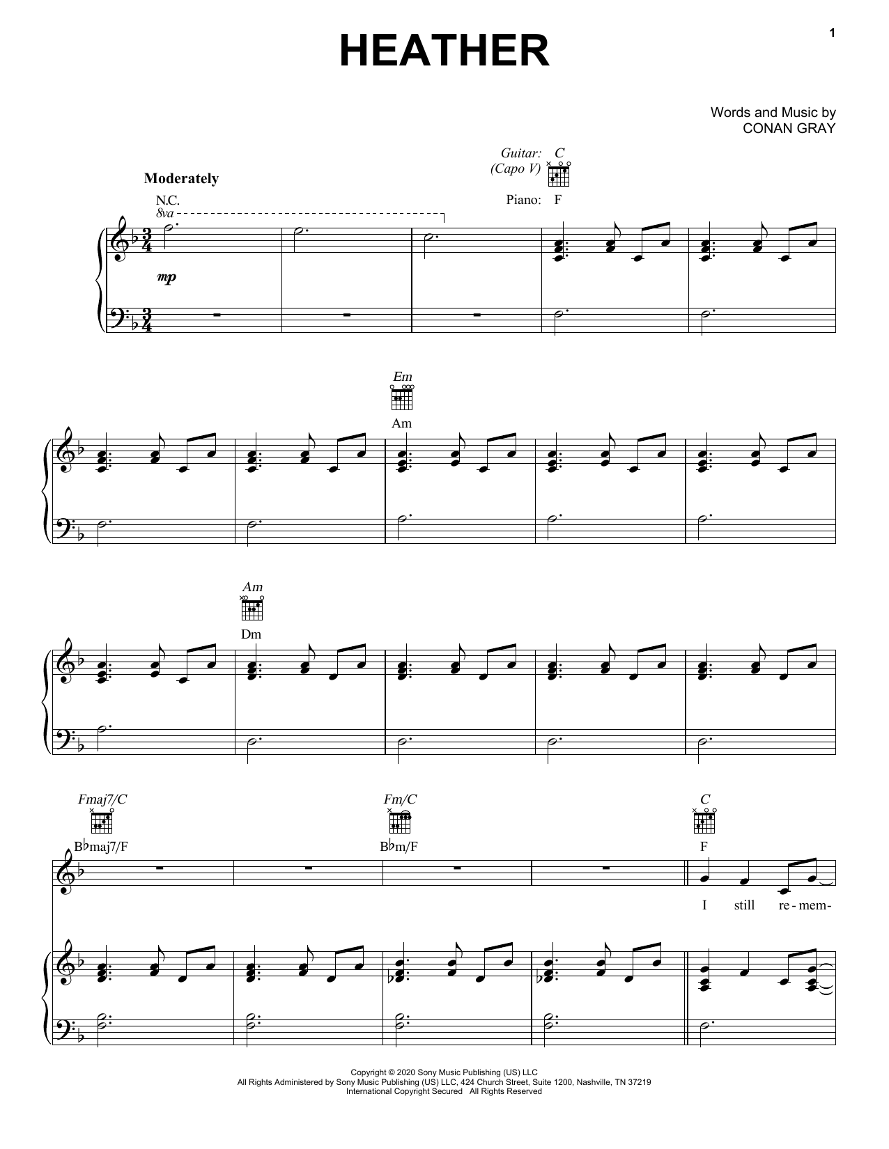 Download Conan Gray Heather Sheet Music and learn how to play Ukulele PDF digital score in minutes