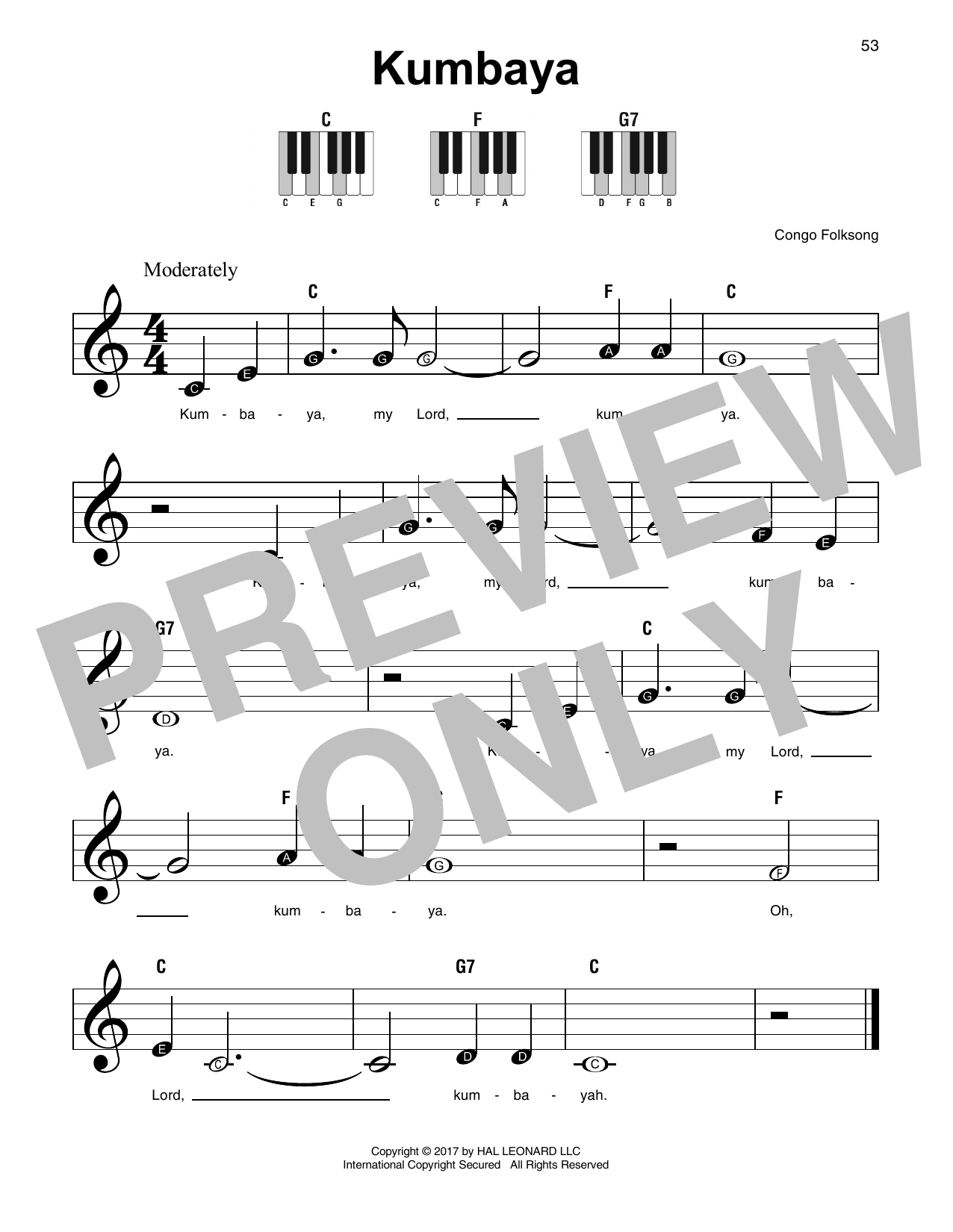 Download Congan Folksong Kumbaya Sheet Music and learn how to play SPREP PDF digital score in minutes