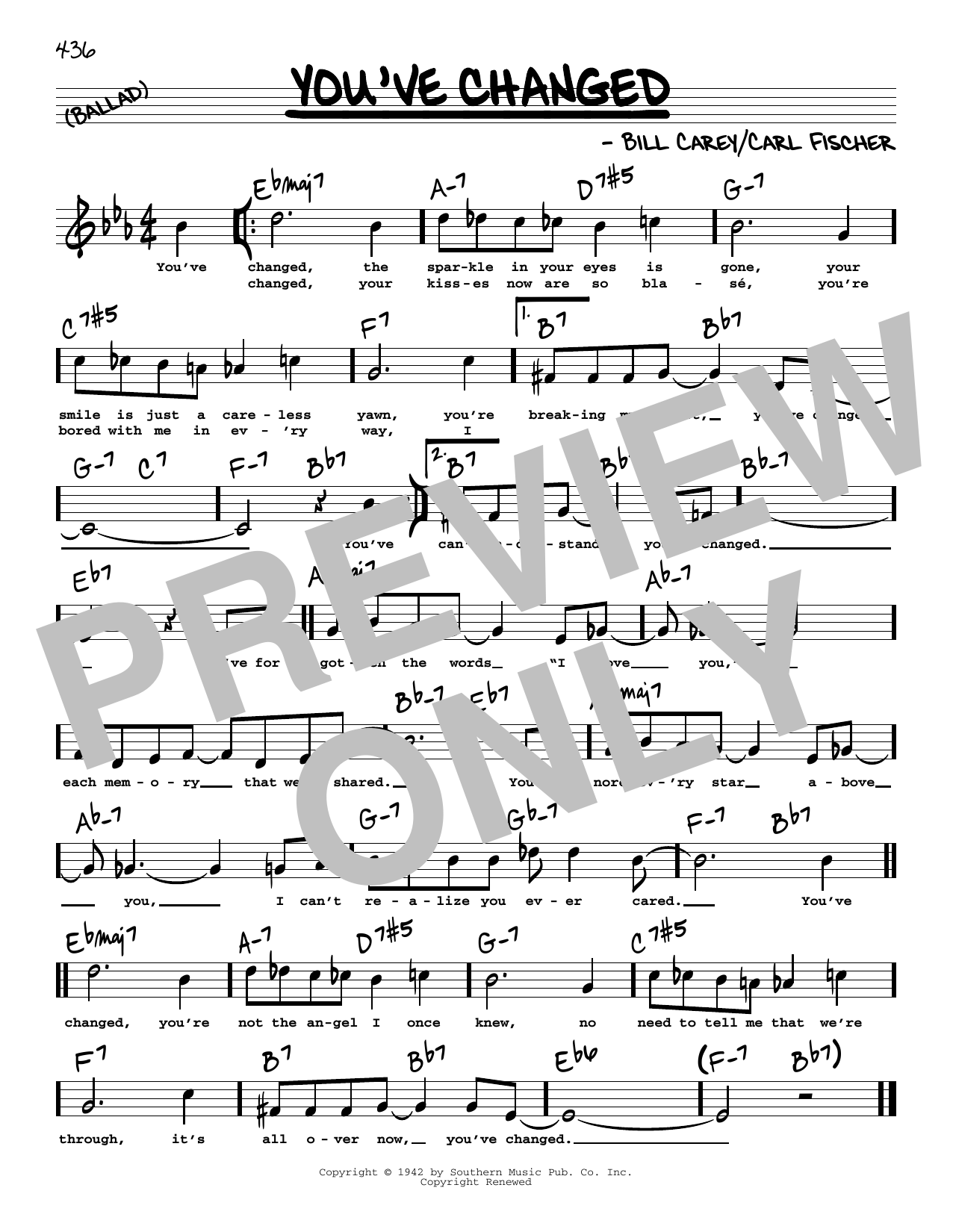 Download Connie Russell You've Changed (High Voice) Sheet Music and learn how to play Real Book – Melody, Lyrics & Chords PDF digital score in minutes