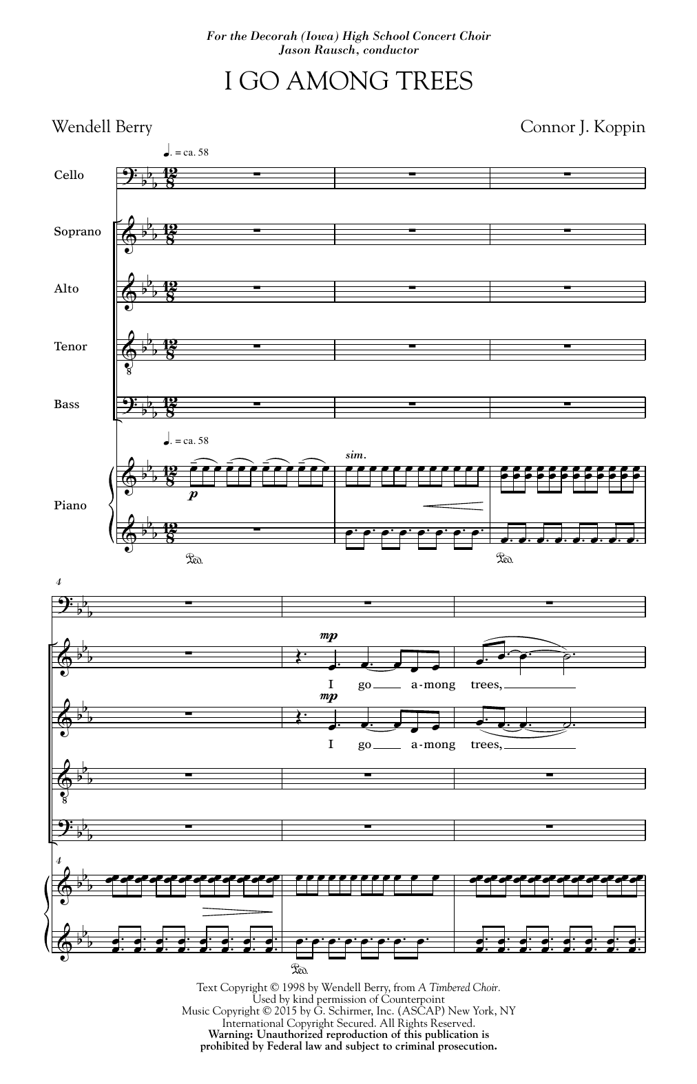 Download Connor J. Koppin I Go Among Trees Sheet Music and learn how to play Choral PDF digital score in minutes