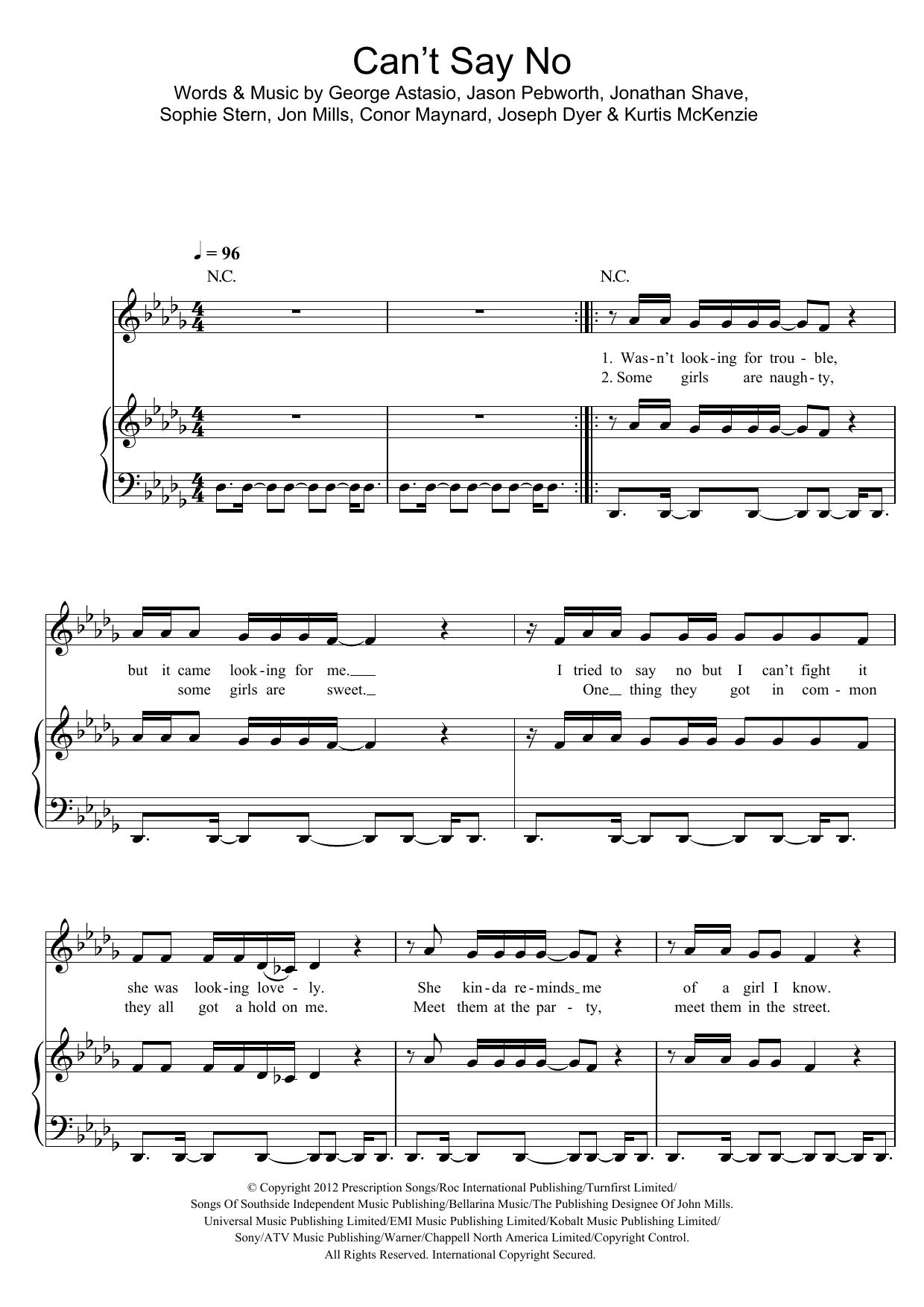 Download Conor Maynard Can't Say No Sheet Music and learn how to play Piano, Vocal & Guitar (Right-Hand Melody) PDF digital score in minutes