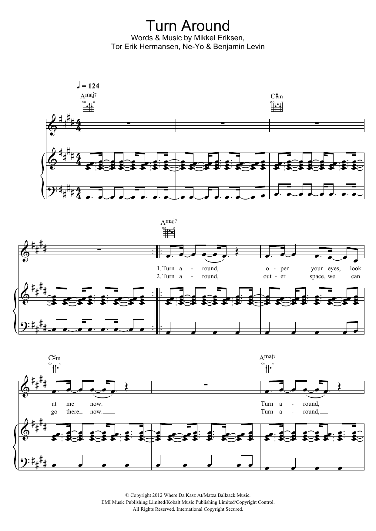 Download Conor Maynard Turn Around (feat. Ne-Yo) Sheet Music and learn how to play Piano, Vocal & Guitar PDF digital score in minutes