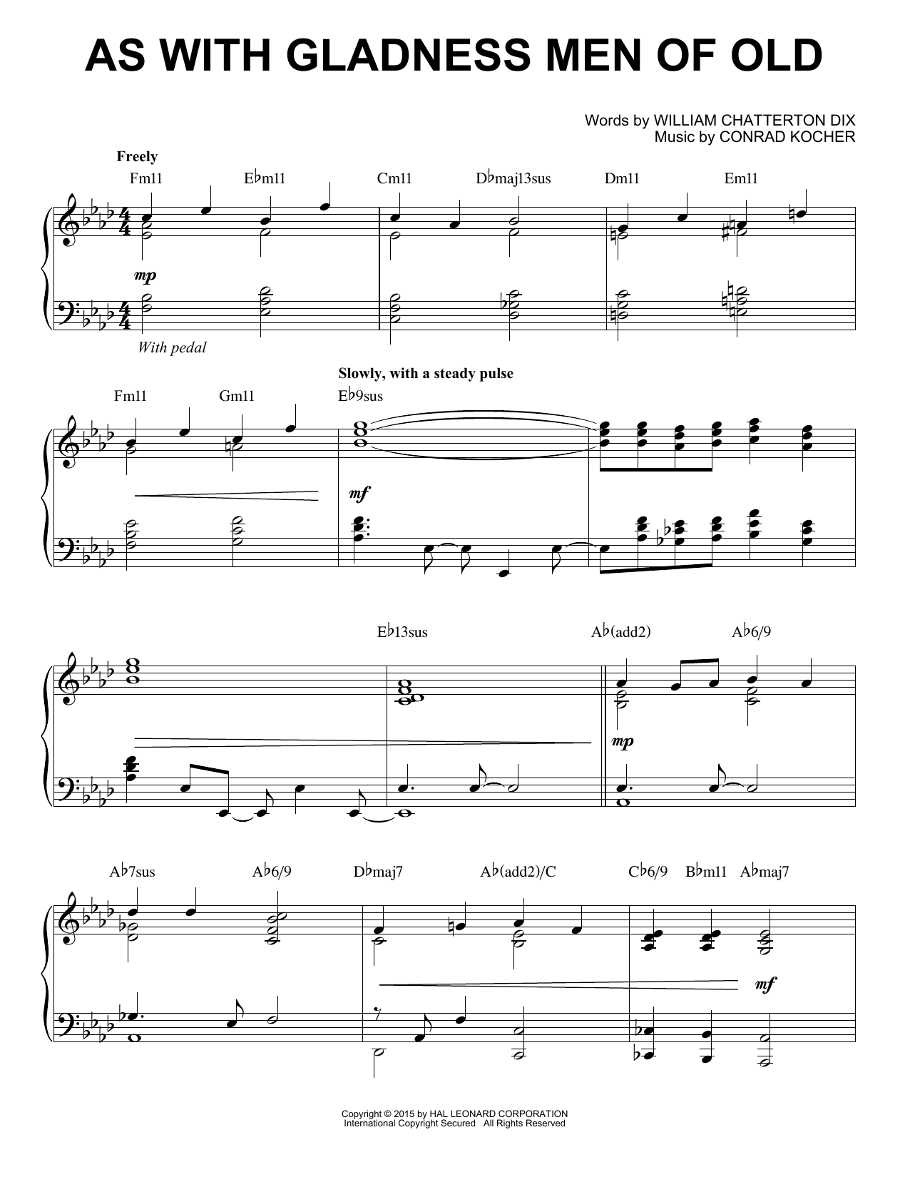 Download Christmas Carol As With Gladness Men Of Old Sheet Music and learn how to play Piano PDF digital score in minutes
