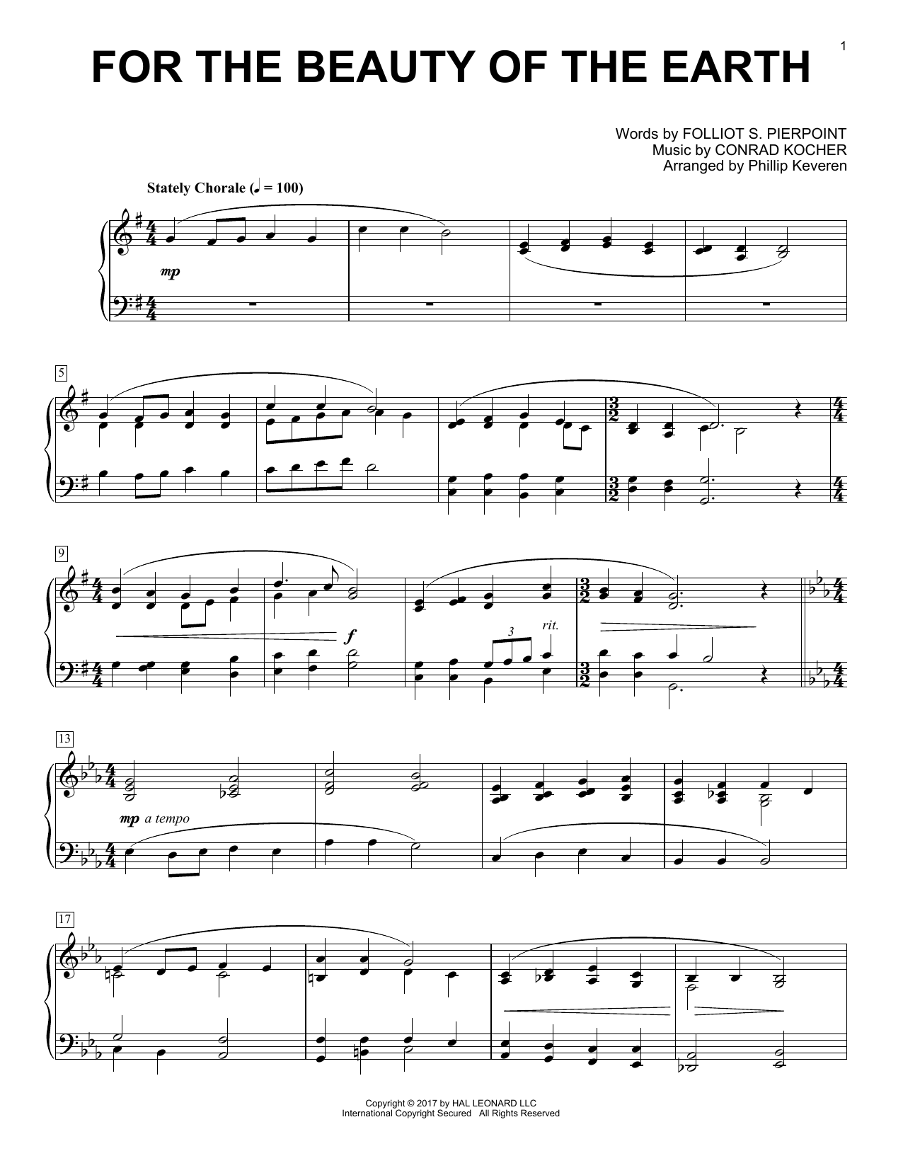 Download Phillip Keveren For The Beauty Of The Earth Sheet Music and learn how to play Piano PDF digital score in minutes