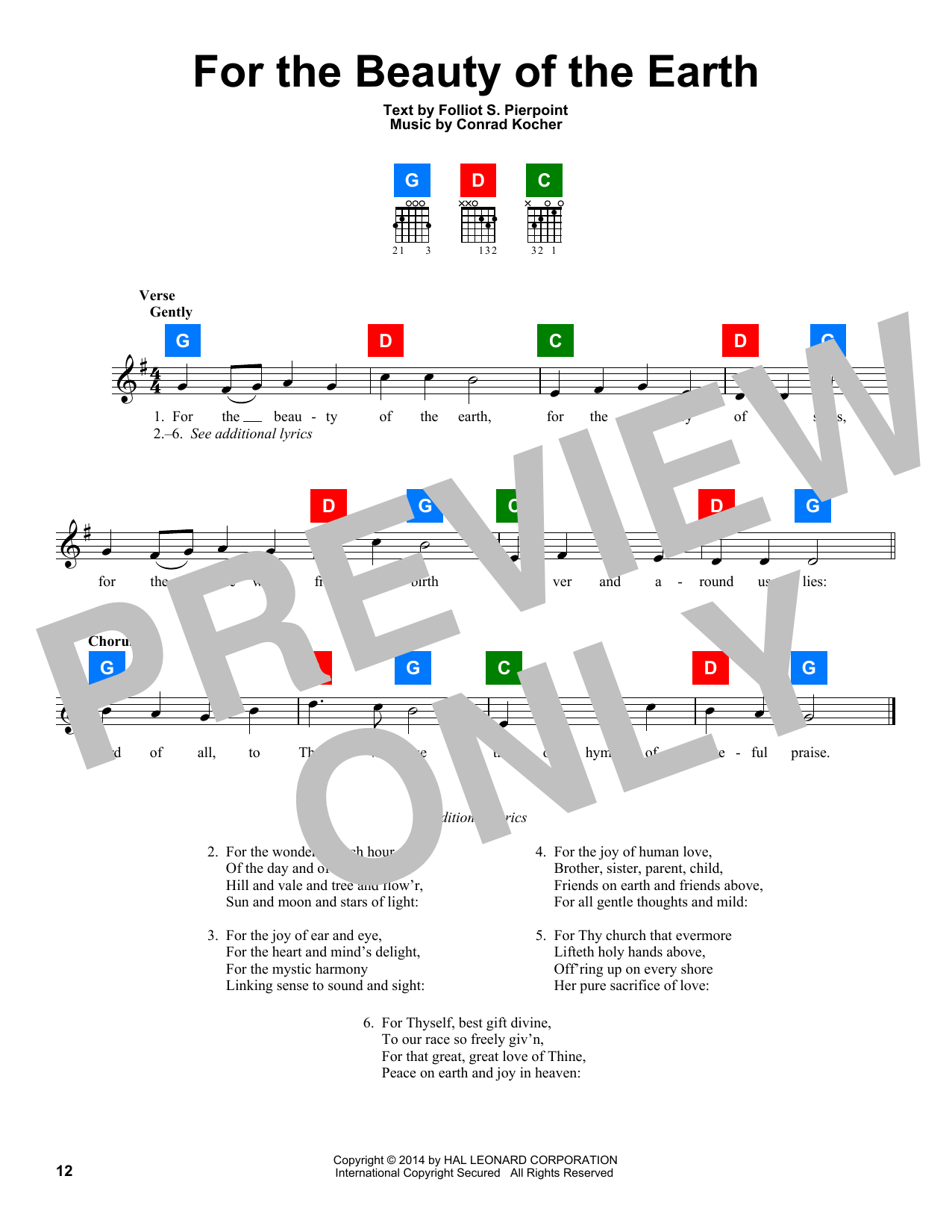 Download Conrad Kocher For The Beauty Of The Earth Sheet Music and learn how to play SPREP PDF digital score in minutes