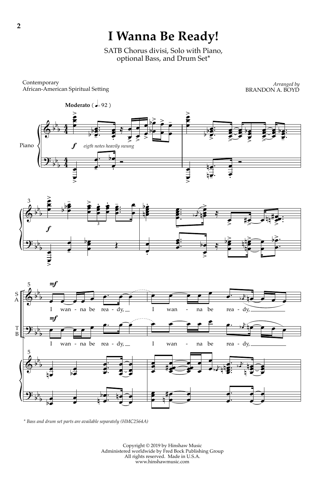 Download Contemporary African-American Spiritual Setting I Wanna Be Ready! (arr. Brandon A. Boyd) Sheet Music and learn how to play SATB Choir PDF digital score in minutes
