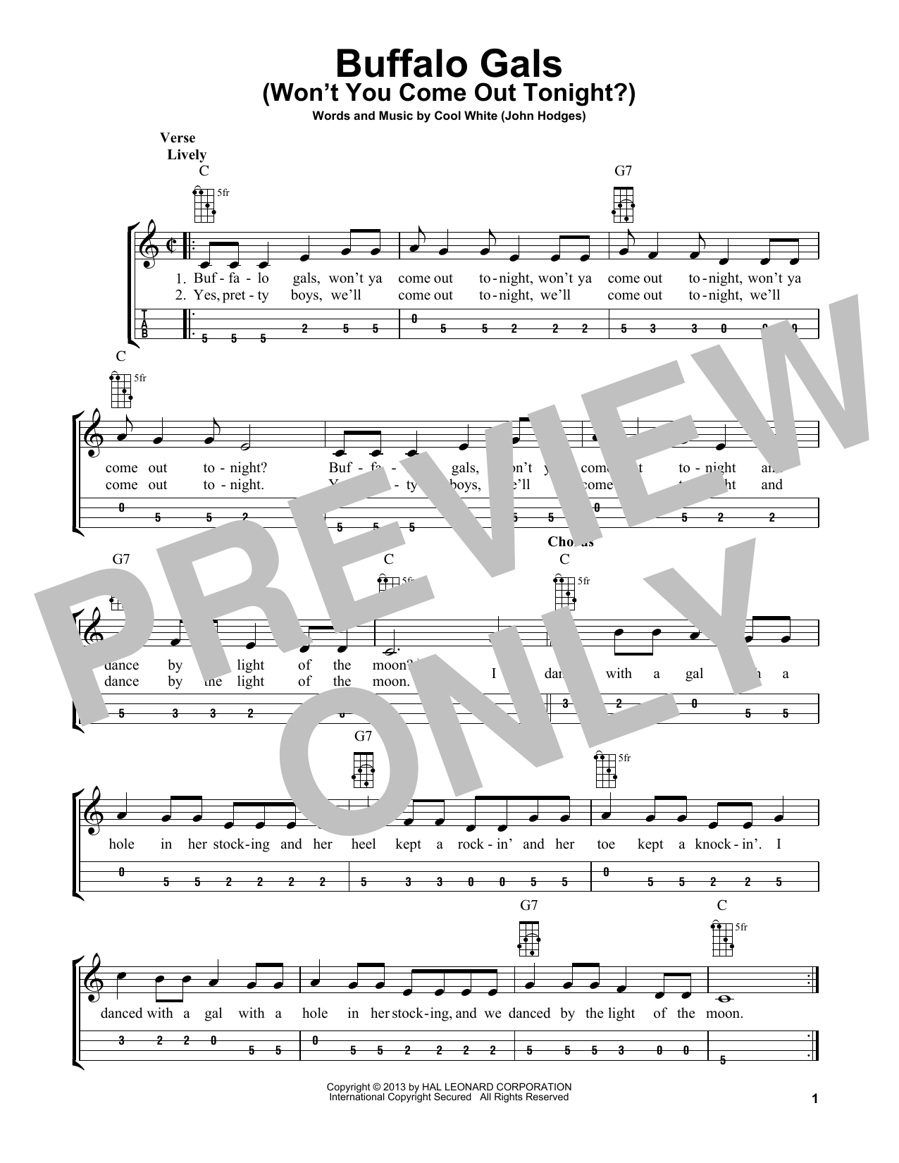 Download Cool White (John Hodges) Buffalo Gals (Won't You Come Out Tonight?) (arr. Bobby Westfall) Sheet Music and learn how to play Mandolin PDF digital score in minutes