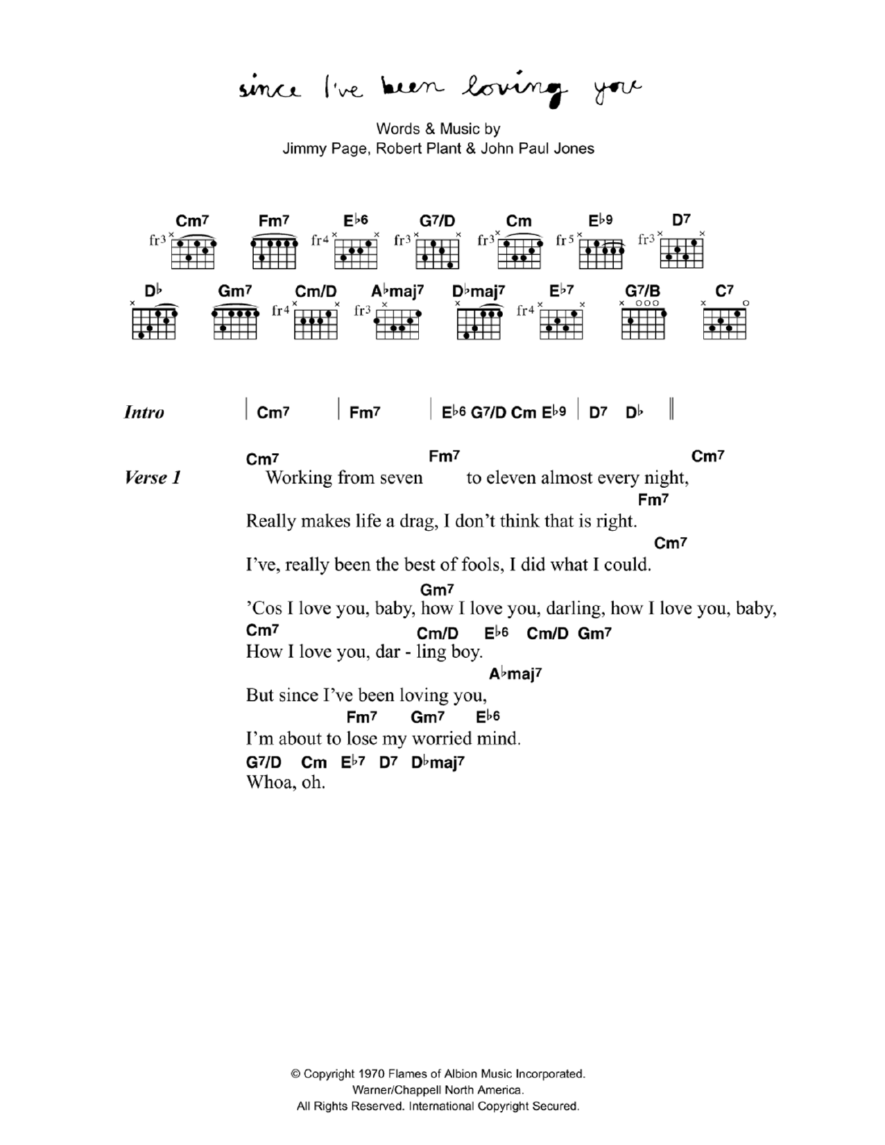 Download Corinne Bailey Rae Since I've Been Loving You Sheet Music and learn how to play Guitar Chords/Lyrics PDF digital score in minutes