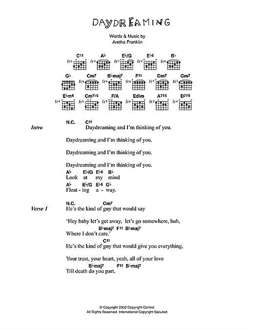 Download Corinne Bailey Rae Daydreaming Sheet Music and learn how to play Lyrics & Chords PDF digital score in minutes