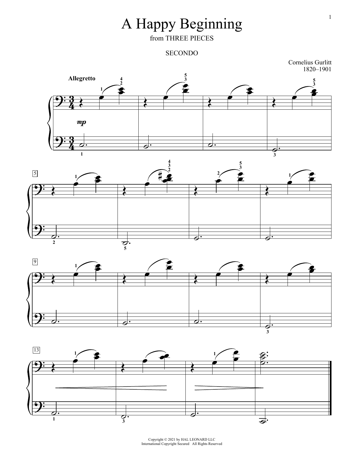 Download Cornelius Gurlitt A Happy Beginning Sheet Music and learn how to play Piano Duet PDF digital score in minutes