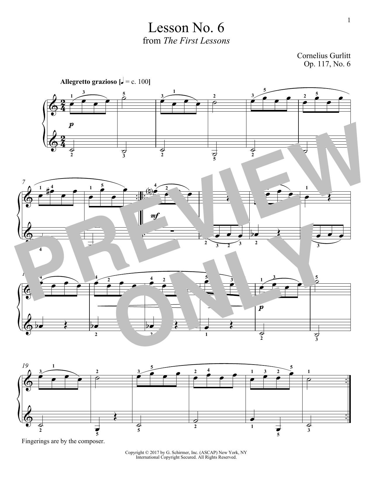Download Cornelius Gurlitt Allegretto grazioso, Op. 117, No. 6 Sheet Music and learn how to play Piano PDF digital score in minutes
