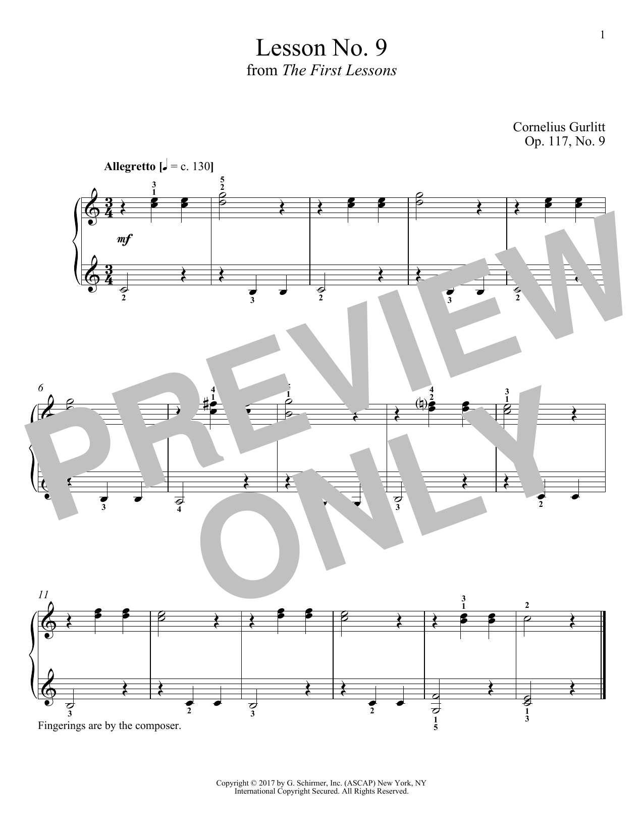 Download Cornelius Gurlitt Allegretto, Op. 117, No. 9 Sheet Music and learn how to play Piano PDF digital score in minutes