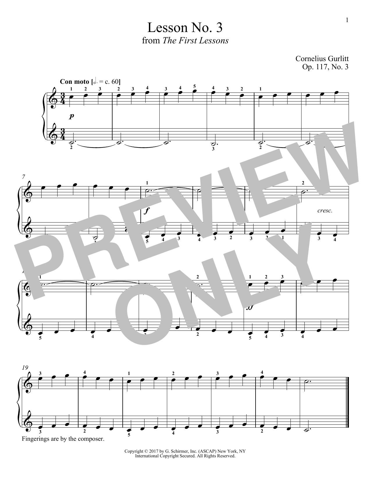 Download Cornelius Gurlitt Con moto, Op. 117, No. 3 Sheet Music and learn how to play Piano PDF digital score in minutes