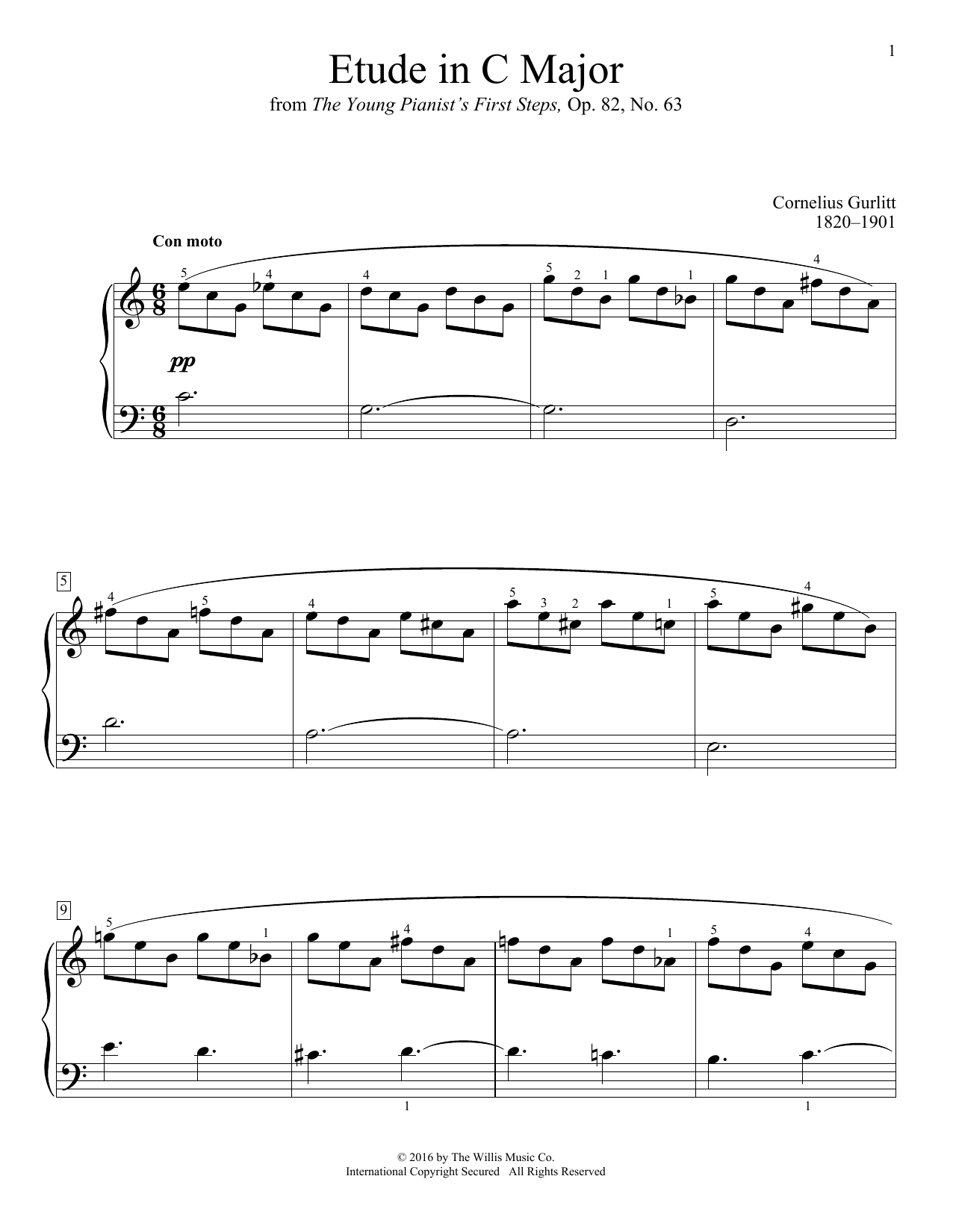 Download Cornelius Gurlitt Etude In C Major Sheet Music and learn how to play Educational Piano PDF digital score in minutes