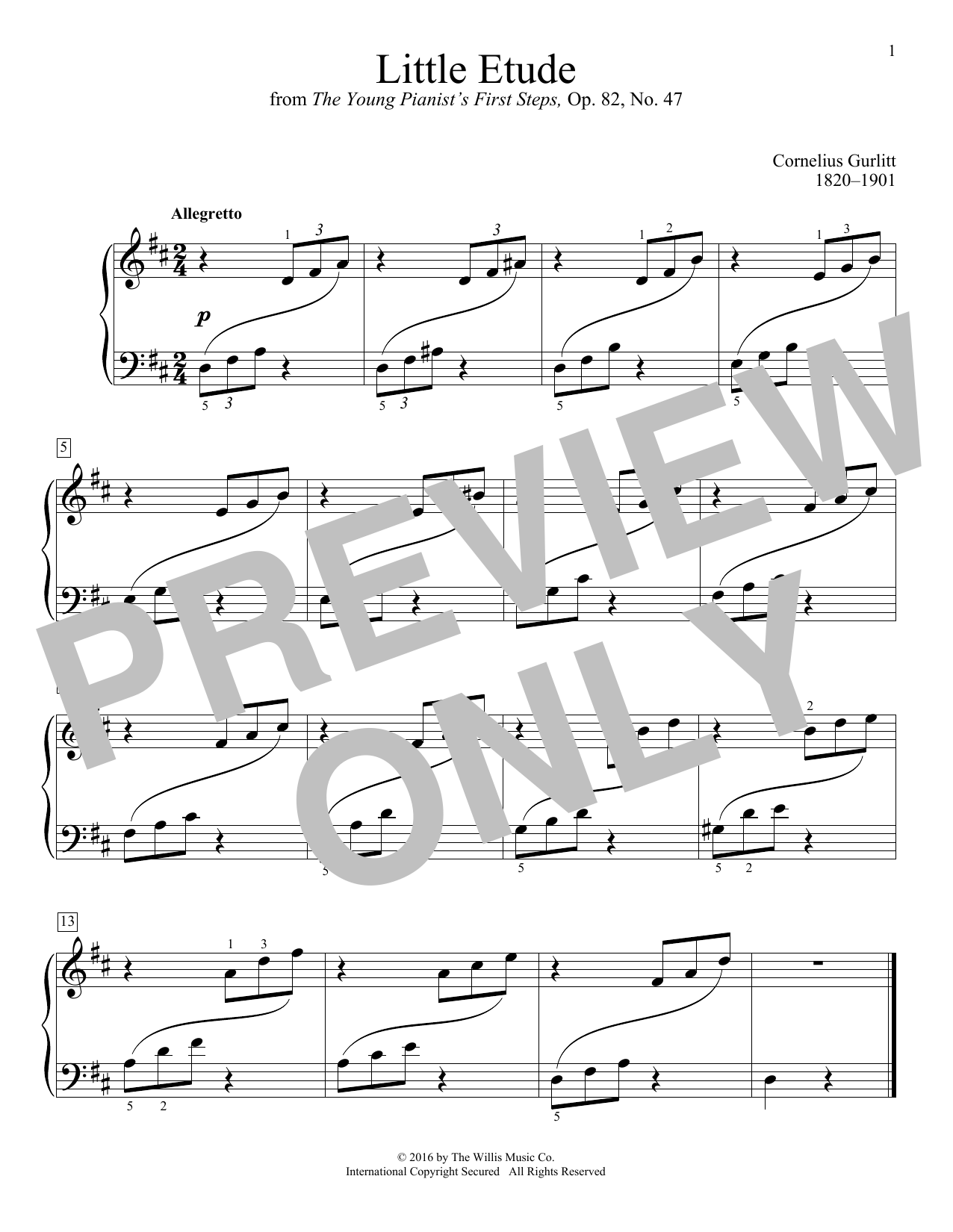 Download Cornelius Gurlitt Little Etude Sheet Music and learn how to play Educational Piano PDF digital score in minutes