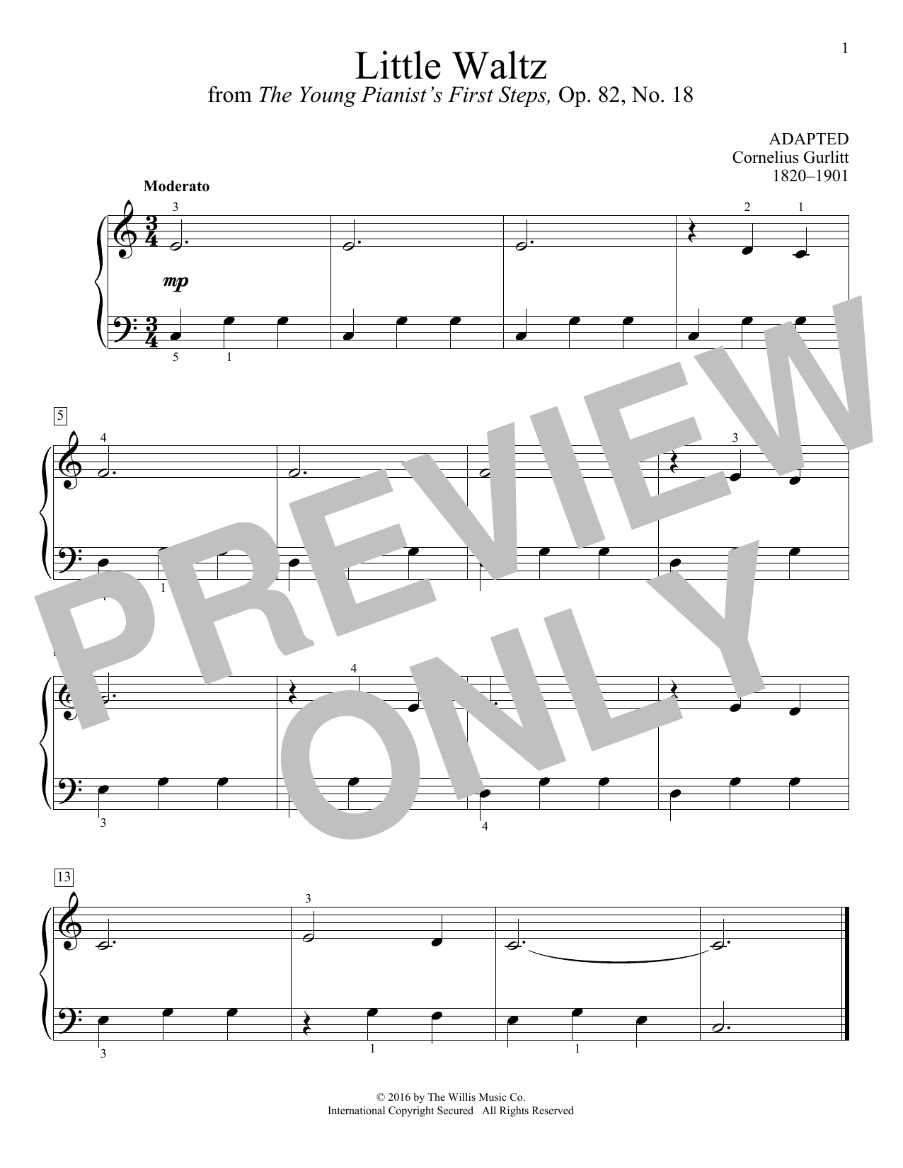 Download Cornelius Gurlitt Little Waltz Sheet Music and learn how to play Educational Piano PDF digital score in minutes