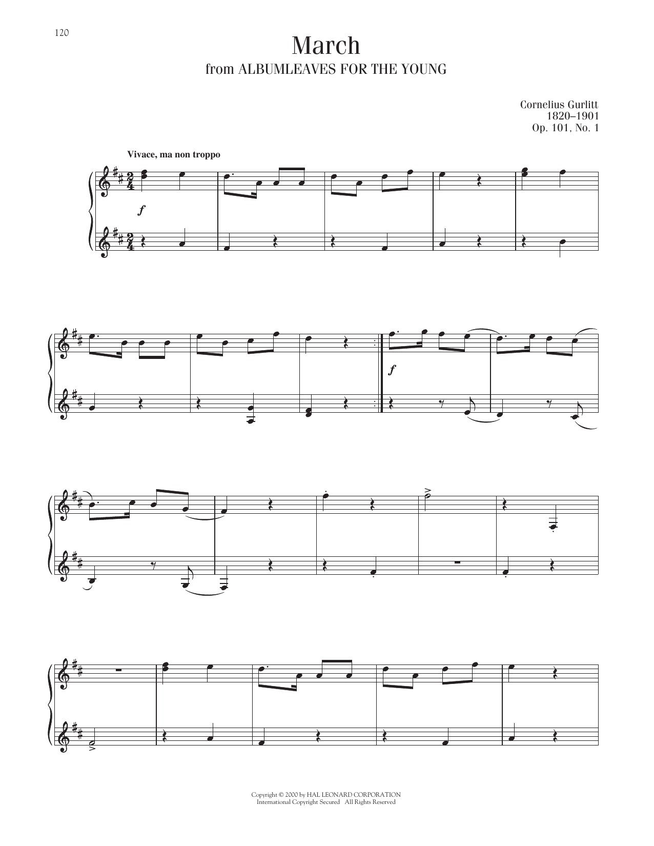 Download Cornelius Gurlitt March, Op. 101, No. 1 Sheet Music and learn how to play Piano Solo PDF digital score in minutes