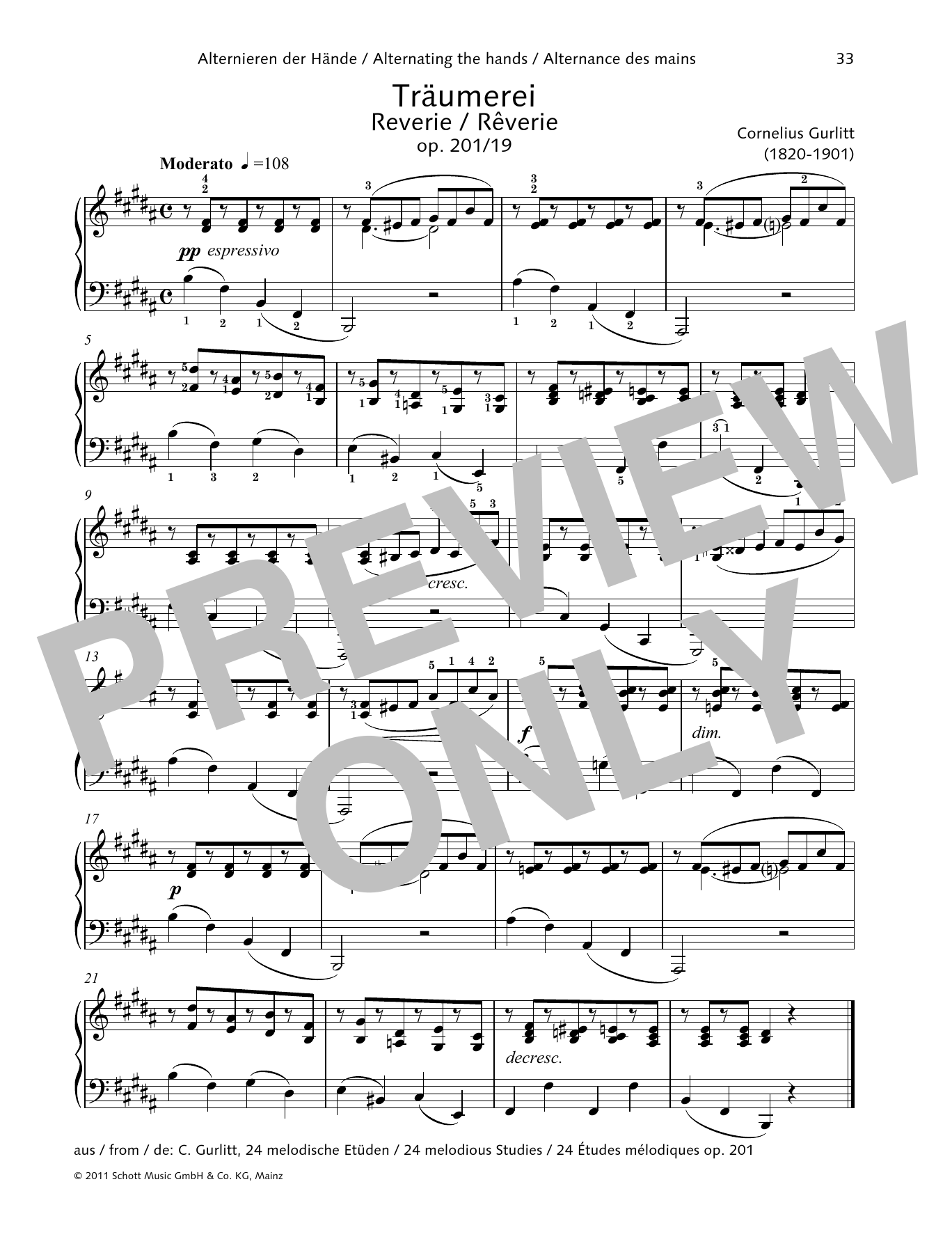 Download Cornelius Gurlitt Reverie Sheet Music and learn how to play Piano Solo PDF digital score in minutes