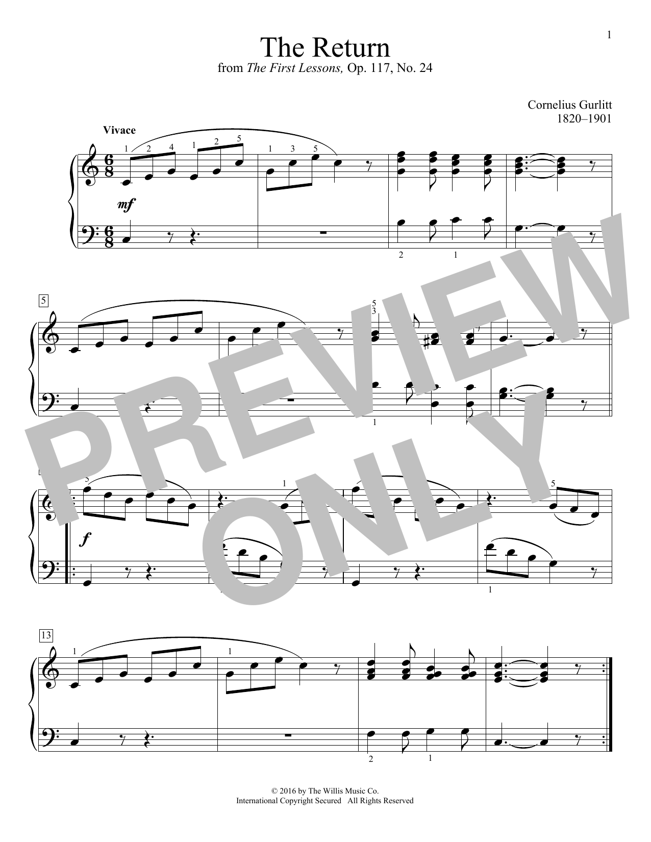 Download Cornelius Gurlitt The Return Sheet Music and learn how to play Educational Piano PDF digital score in minutes