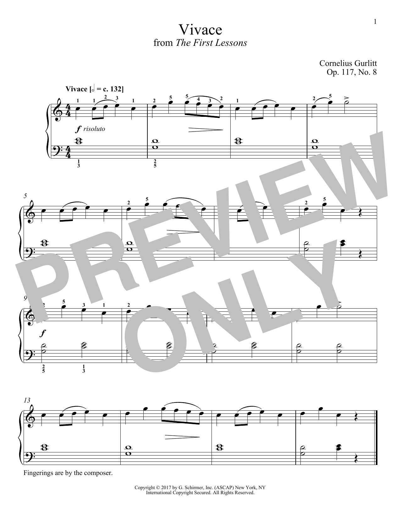 Download Cornelius Gurlitt Vivace, Op. 117, No. 8 Sheet Music and learn how to play Piano PDF digital score in minutes