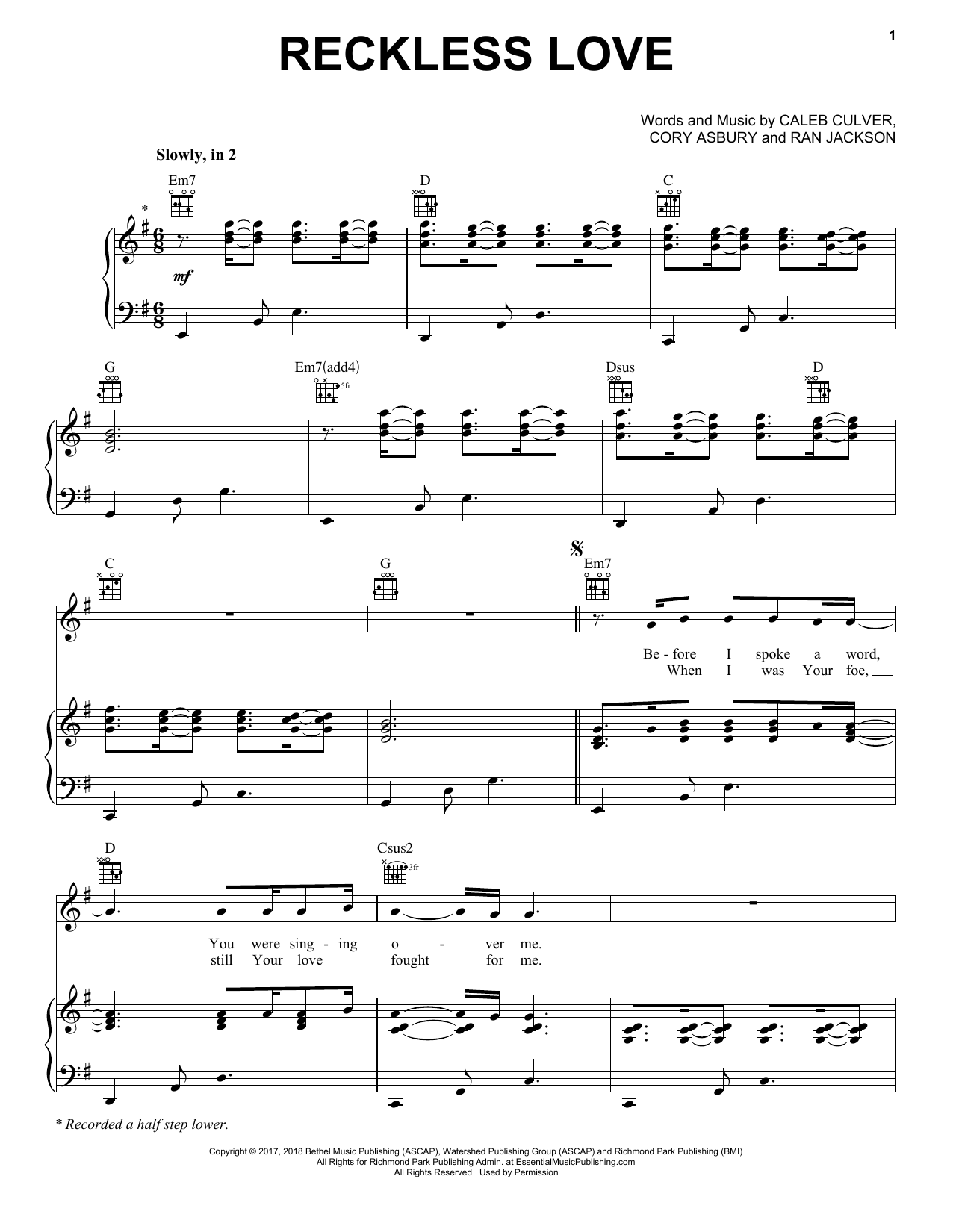 Download Cory Asbury Reckless Love Sheet Music and learn how to play Clarinet Solo PDF digital score in minutes