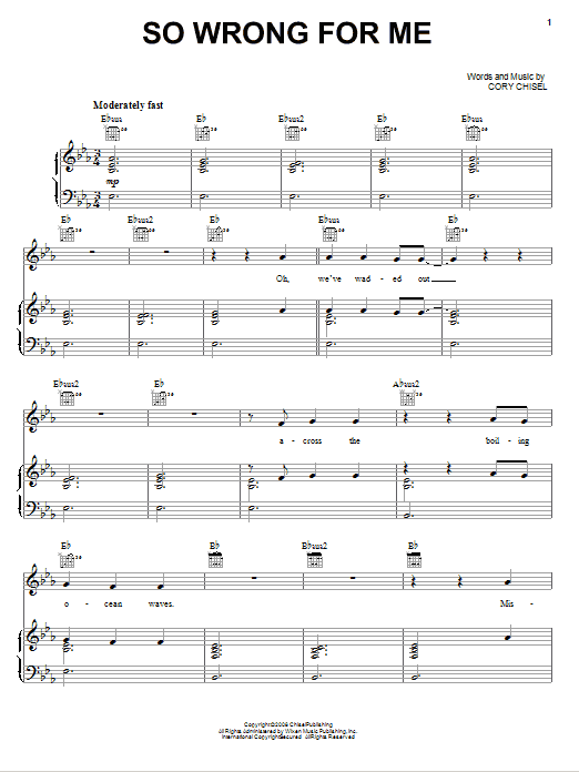 Download Cory Chisel And The Wandering Sons So Wrong For Me Sheet Music and learn how to play Piano, Vocal & Guitar (Right-Hand Melody) PDF digital score in minutes