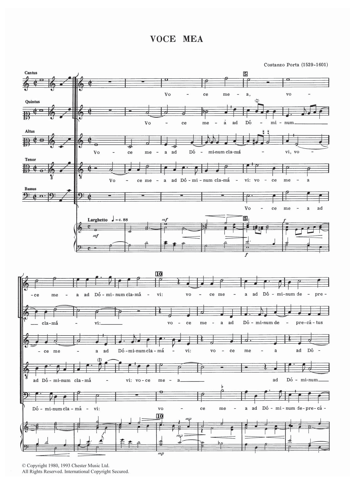 Download Costanzo Porta Voce Mea Sheet Music and learn how to play Choral SAATB PDF digital score in minutes