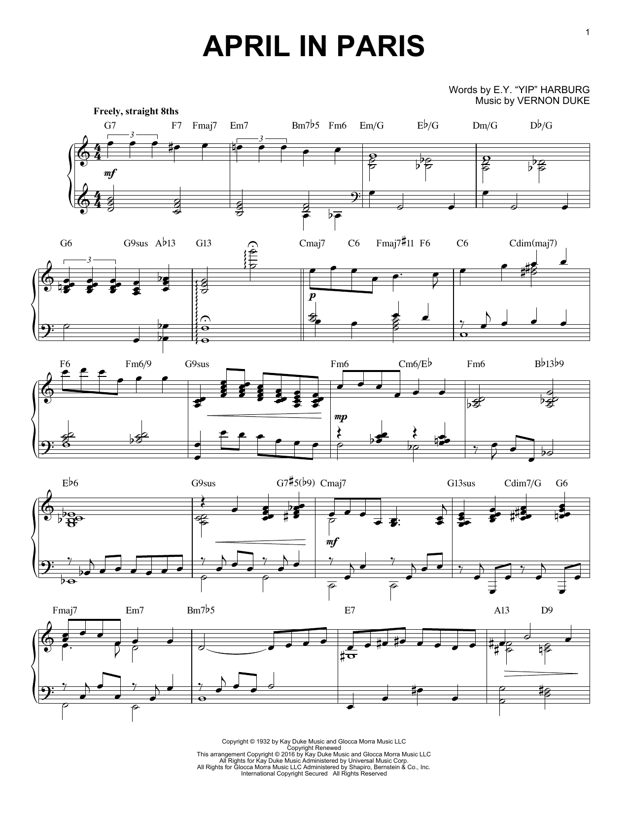 Download Count Basie April In Paris Sheet Music and learn how to play Piano PDF digital score in minutes