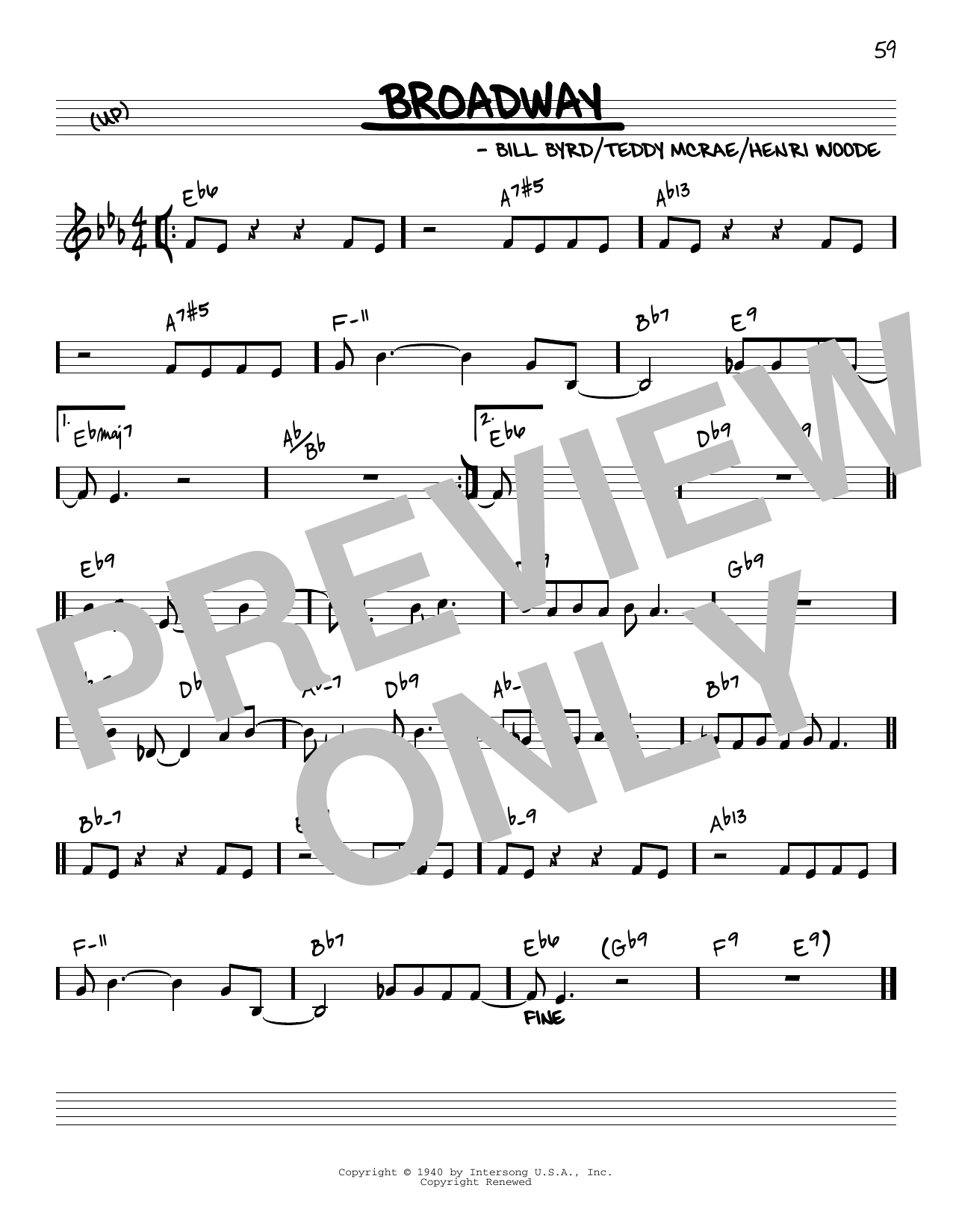 Download Count Basie Broadway [Reharmonized version] (arr. Jack Grassel) Sheet Music and learn how to play Real Book – Melody & Chords PDF digital score in minutes