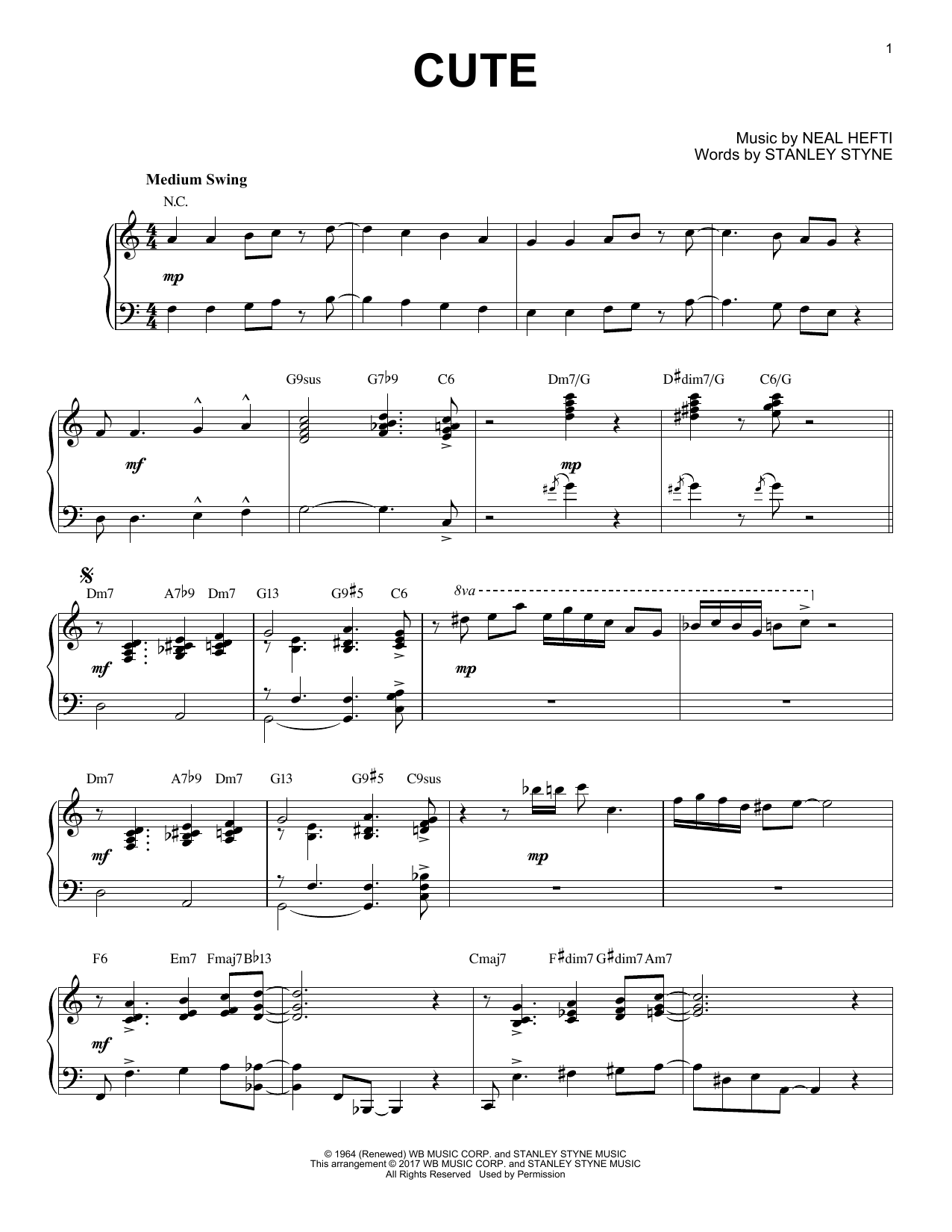 Download Count Basie Cute Sheet Music and learn how to play Piano PDF digital score in minutes