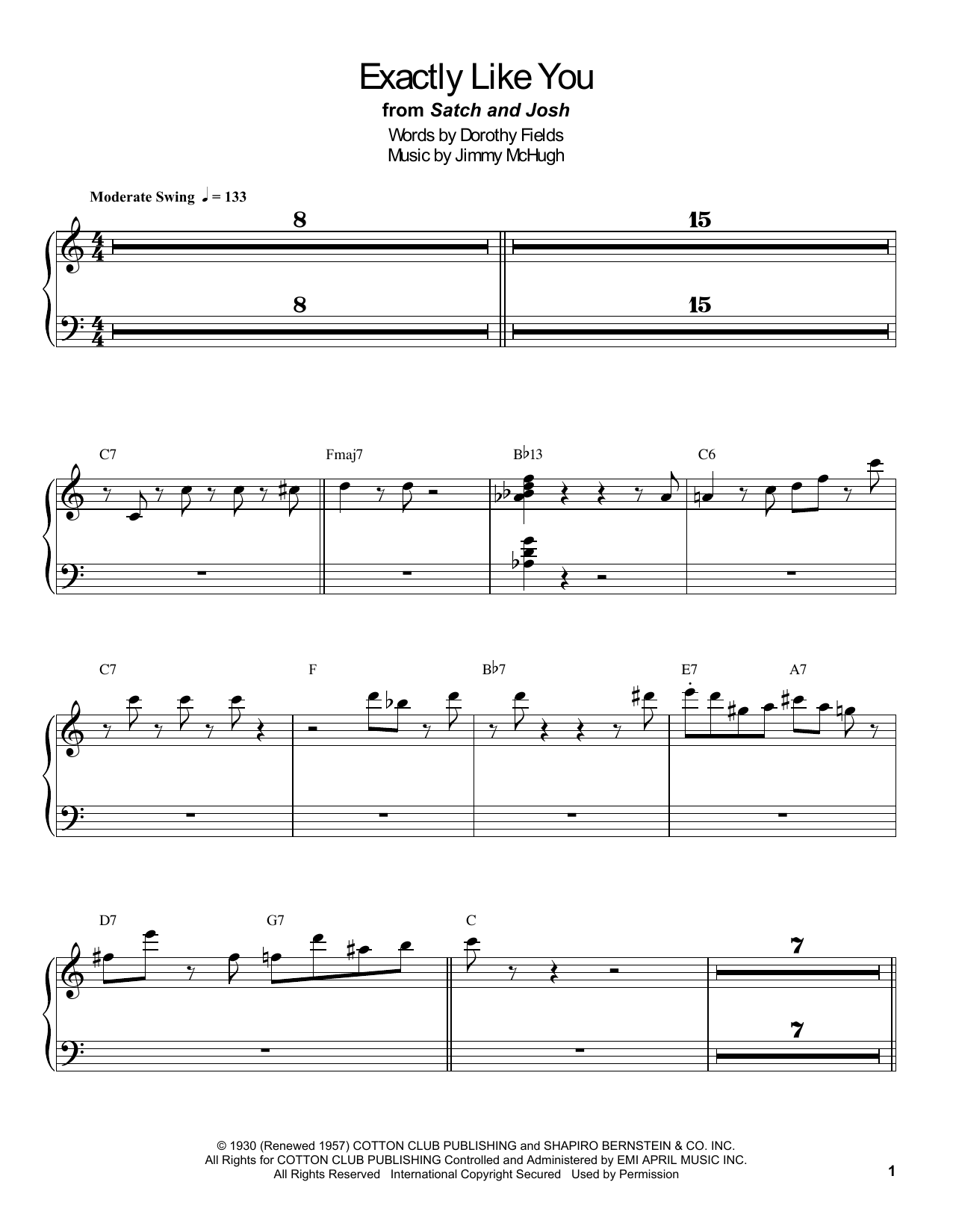 Download Count Basie Exactly Like You Sheet Music and learn how to play Piano Transcription PDF digital score in minutes