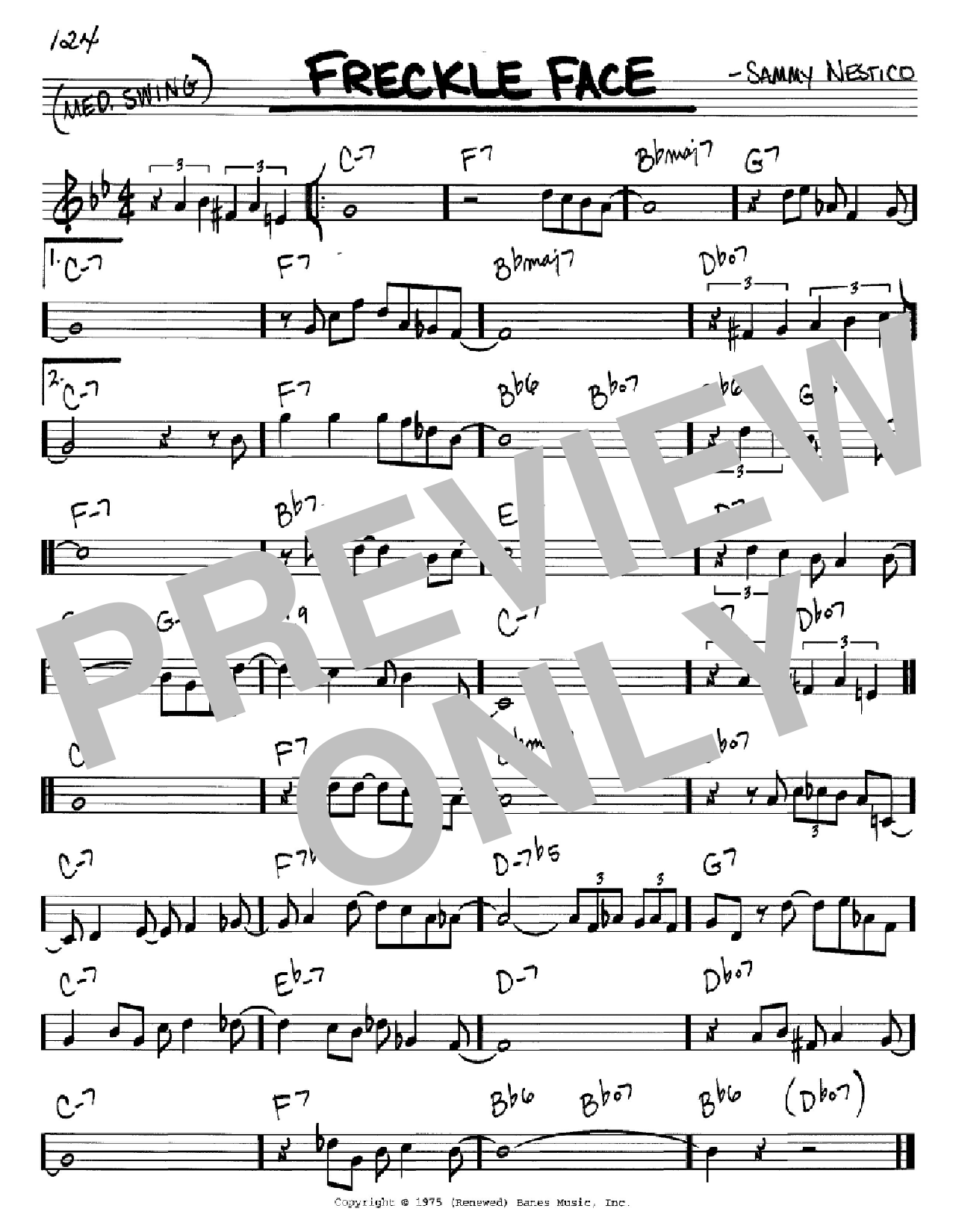 Download Count Basie Freckle Face Sheet Music and learn how to play Real Book – Melody & Chords – C Instruments PDF digital score in minutes