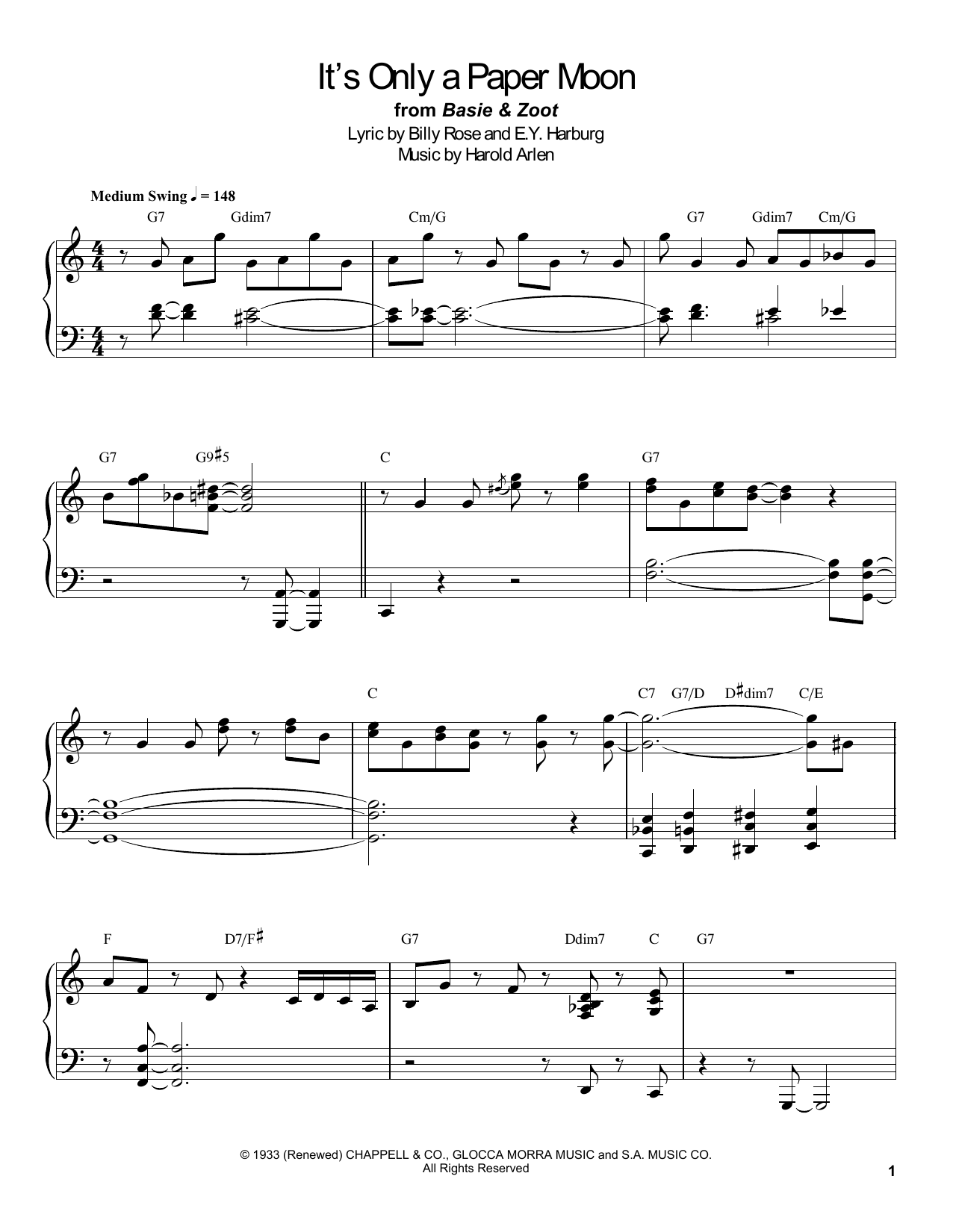 Download Count Basie It's Only A Paper Moon Sheet Music and learn how to play Piano Transcription PDF digital score in minutes