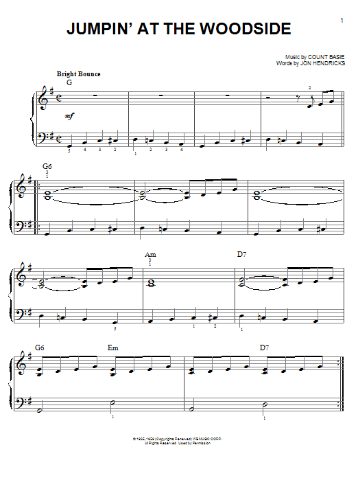 Download Count Basie Jumpin' At The Woodside Sheet Music and learn how to play Piano Transcription PDF digital score in minutes
