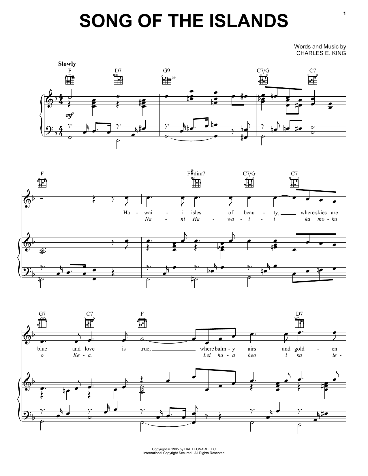 Download Count Basie Song Of The Islands Sheet Music and learn how to play Piano, Vocal & Guitar (Right-Hand Melody) PDF digital score in minutes