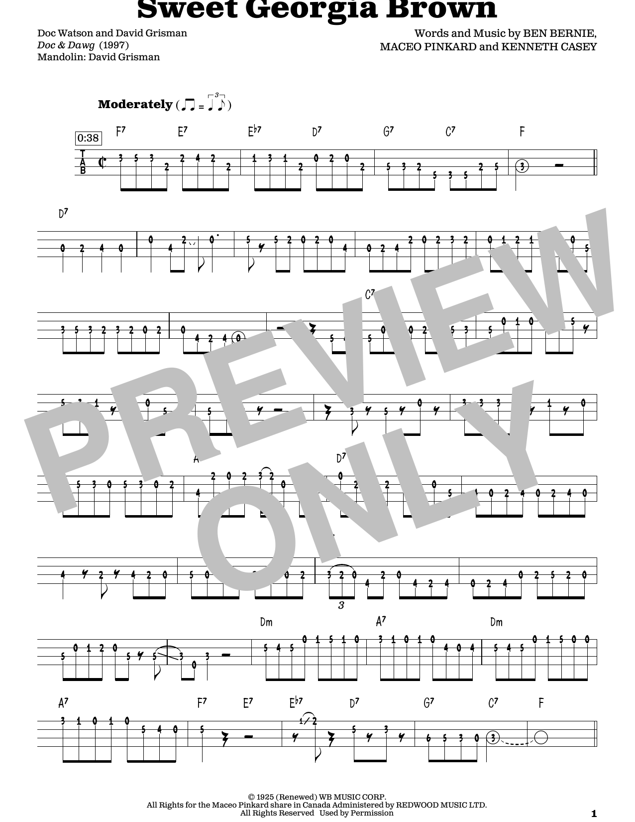 Download Count Basie Sweet Georgia Brown (arr. Fred Sokolow) Sheet Music and learn how to play Mandolin PDF digital score in minutes