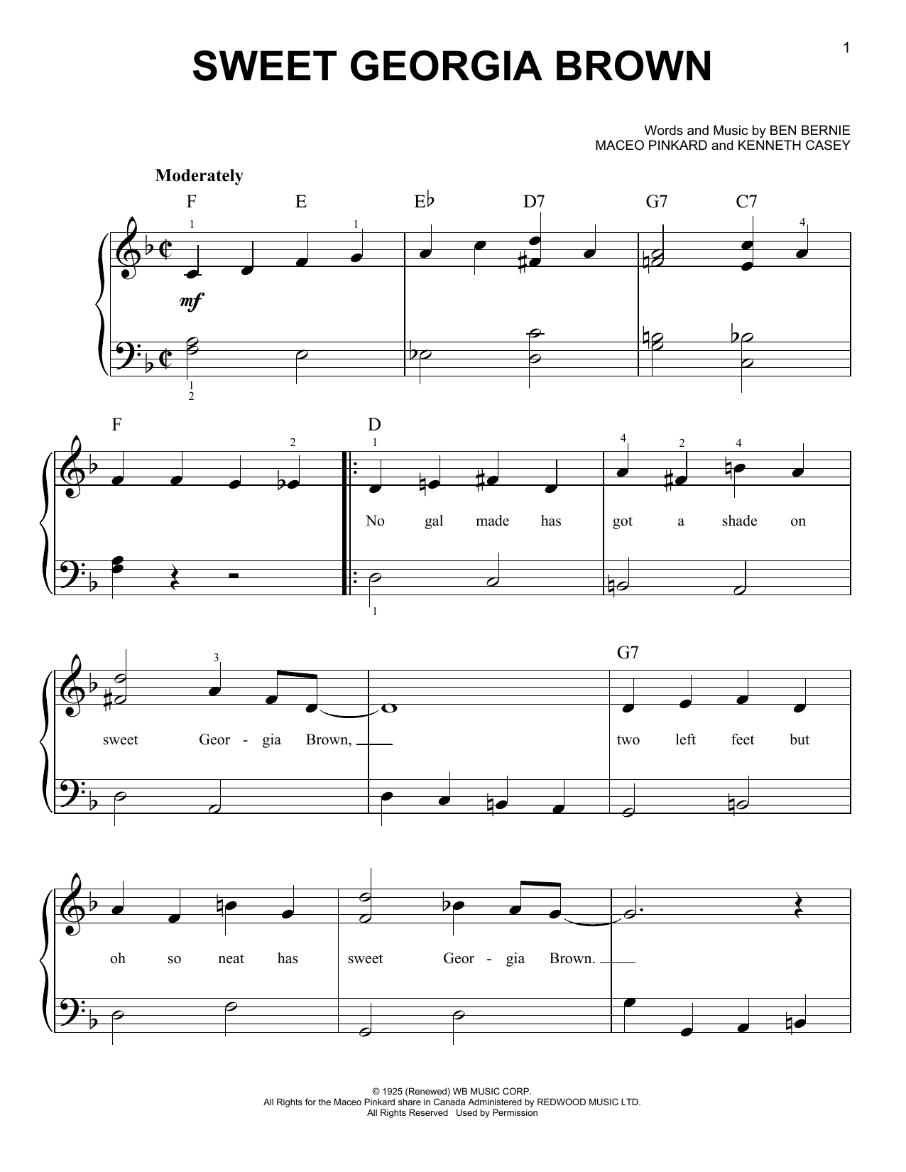 Download Count Basie Sweet Georgia Brown Sheet Music and learn how to play Easy Guitar Tab PDF digital score in minutes