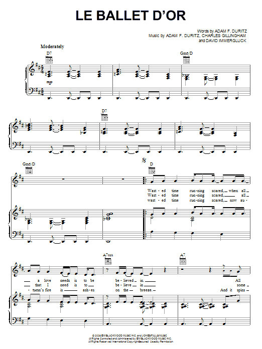 Download Counting Crows Le Ballet d'Or Sheet Music and learn how to play Piano, Vocal & Guitar (Right-Hand Melody) PDF digital score in minutes