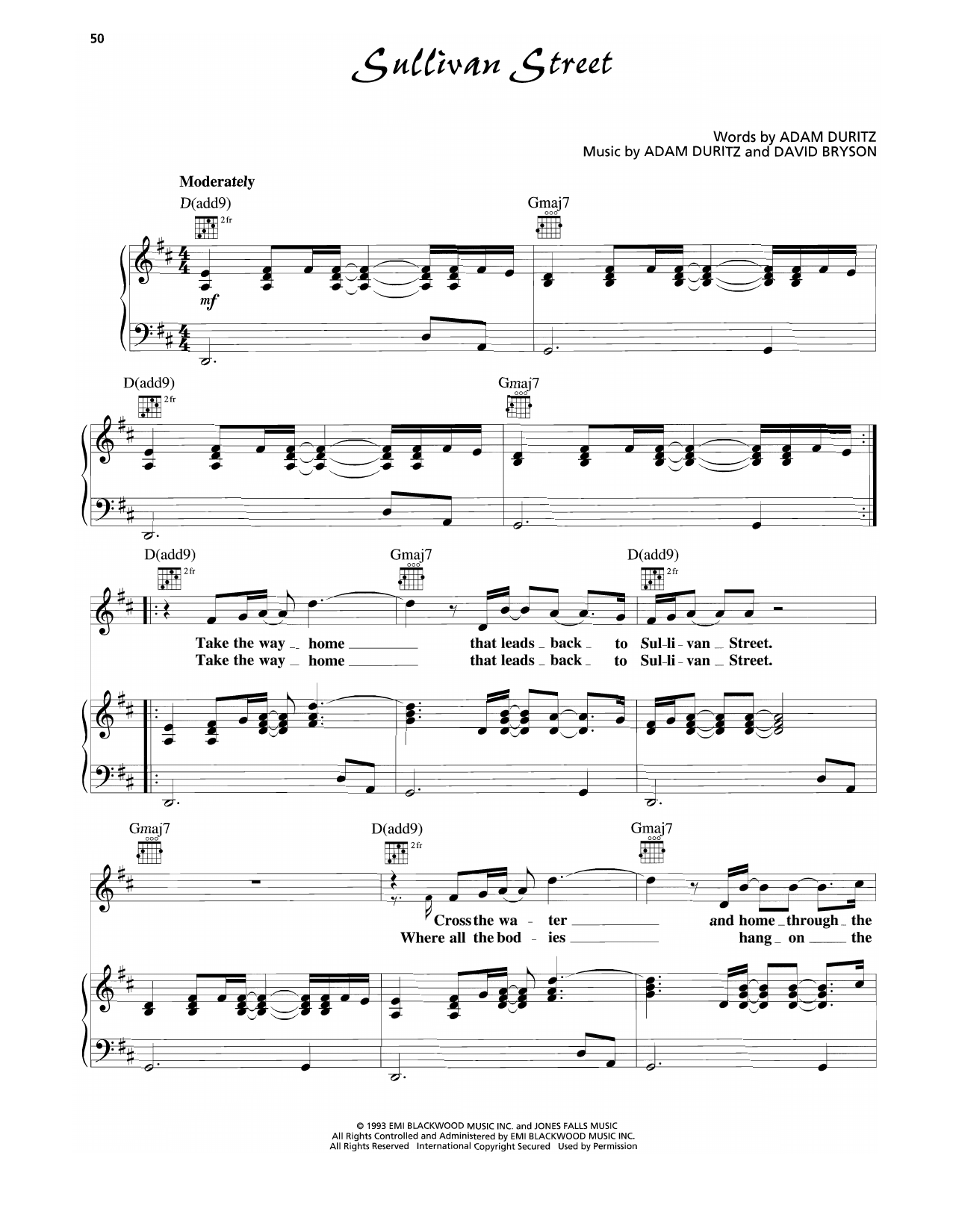 Download Counting Crows Sullivan Street Sheet Music and learn how to play Piano, Vocal & Guitar Chords (Right-Hand Melody) PDF digital score in minutes