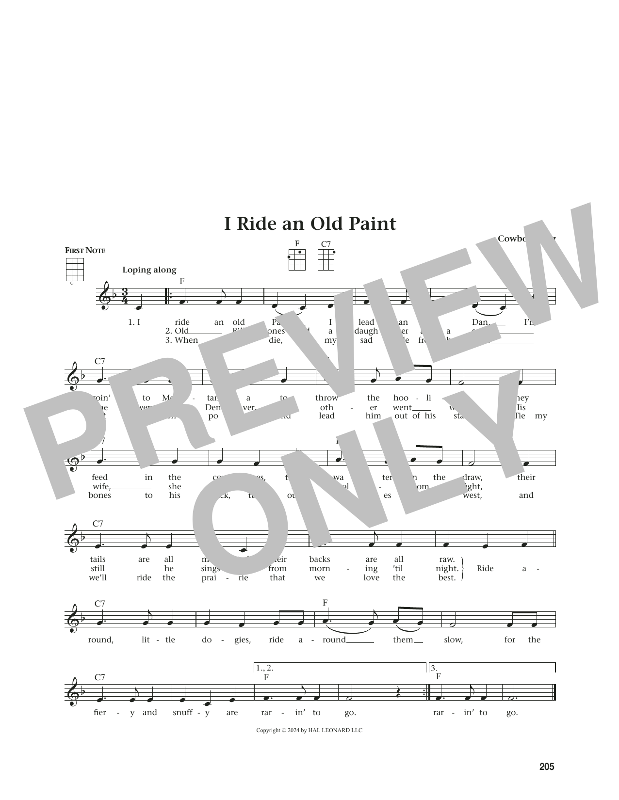 Download Cowboy Song I Ride An Old Paint (from The Daily Ukulele) (arr. Jim Beloff) Sheet Music and learn how to play Ukulele PDF digital score in minutes