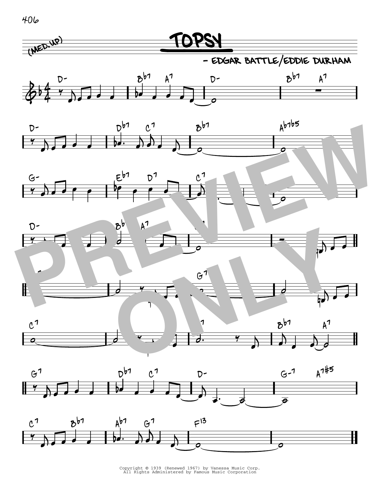 Download Cozy Cole Topsy [Reharmonized version] (arr. Jack Grassel) Sheet Music and learn how to play Real Book – Melody & Chords PDF digital score in minutes