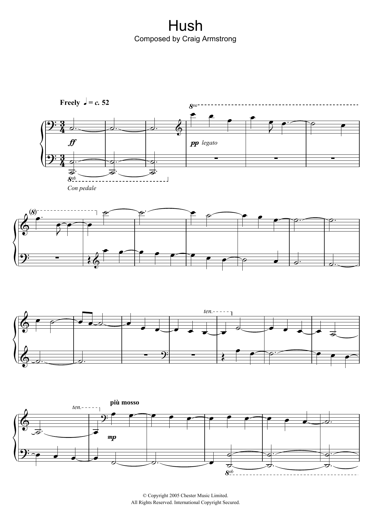 Download Craig Armstrong Hush Sheet Music and learn how to play Piano PDF digital score in minutes