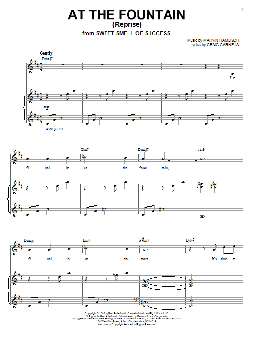 Download Craig Carnelia At The Fountain (Reprise) Sheet Music and learn how to play Piano & Vocal PDF digital score in minutes